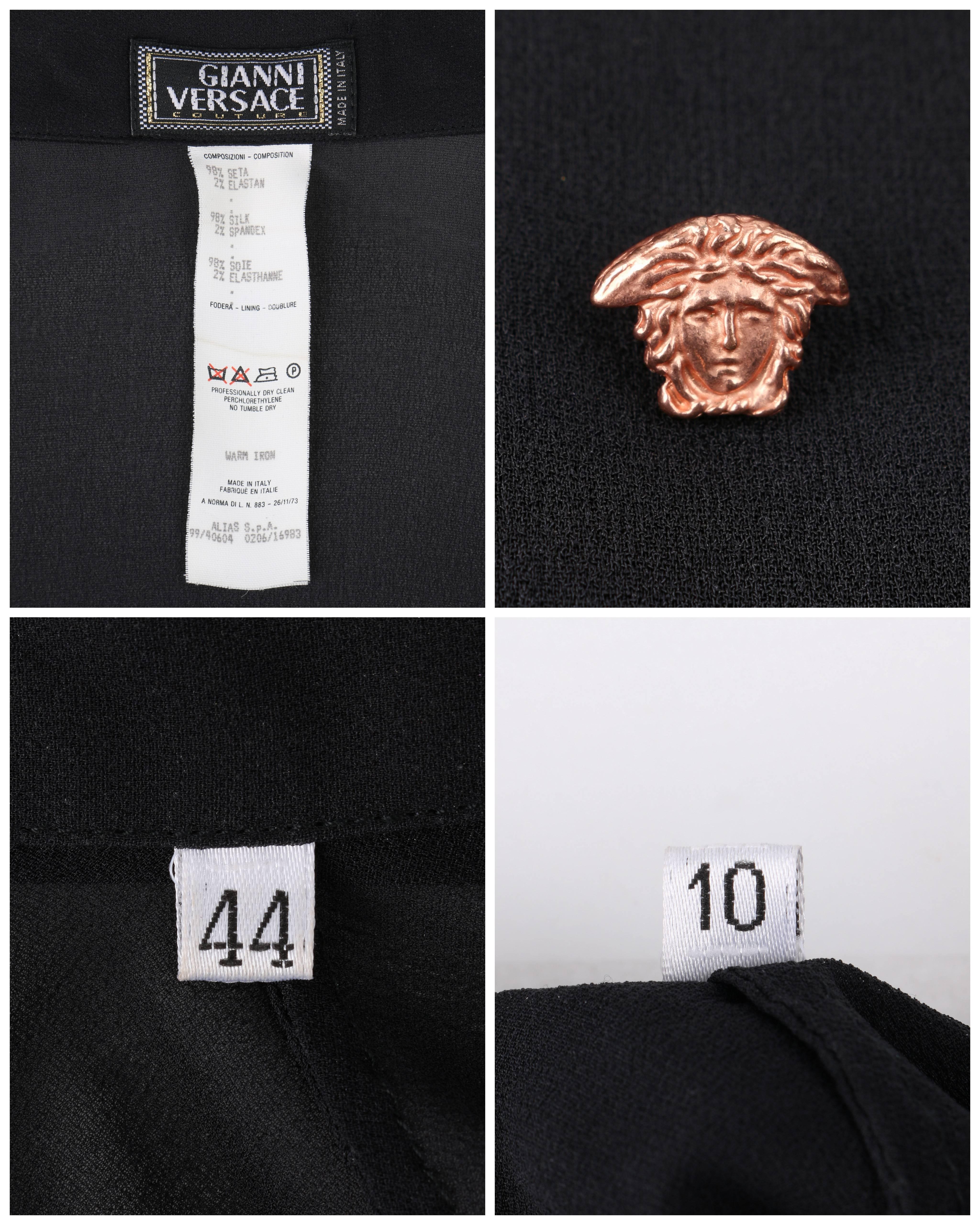 GIANNI VERSACE Couture S/S 1999 Black Silk Chiffon Medusa Head Button Up Shirt 2