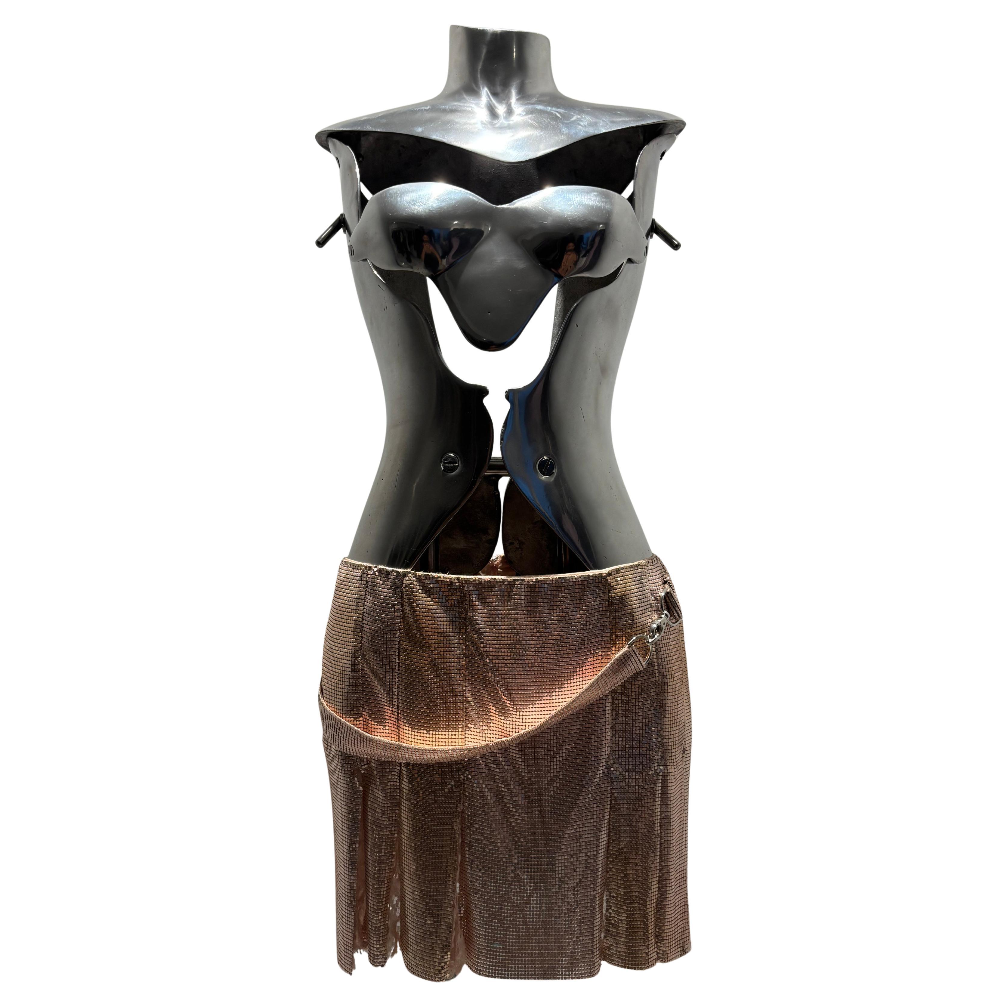 Gianni Versace Couture SS 2003 Pink Metallic Miniskirt by Dontella Versace