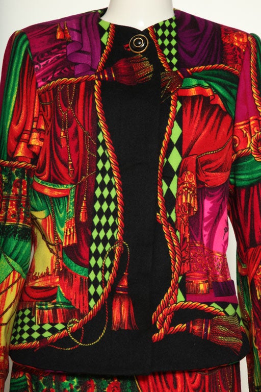 Gianni Versace Couture Theater Print Suit In Excellent Condition For Sale In Chicago, IL