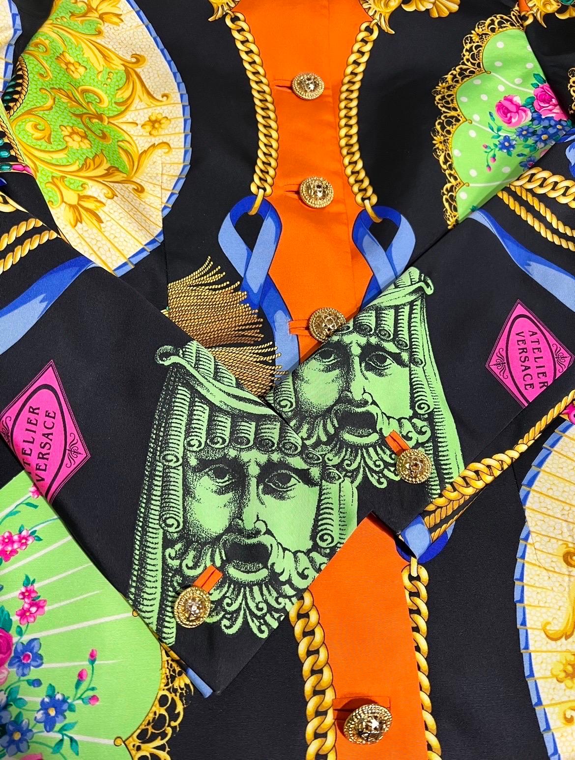 S/S 1991 Gianni Versace Couture Ventagli Atelier Printed Silk Jacket 7