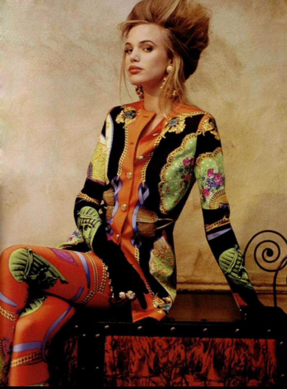 S/S 1991 Gianni Versace Couture Ventagli Atelier Printed Silk Jacket 1