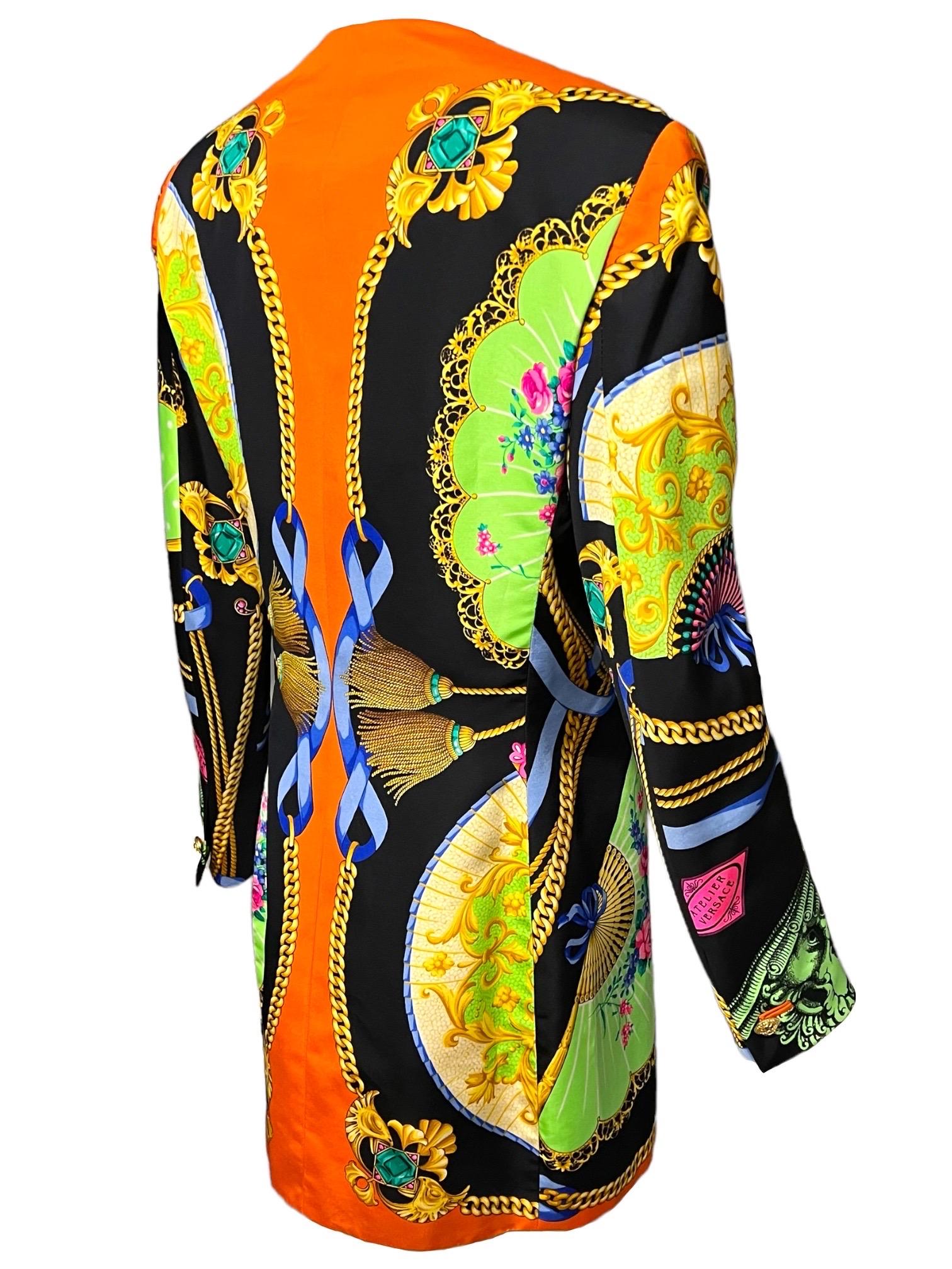 S/S 1991 Gianni Versace Couture Ventagli Atelier Printed Silk Jacket 3