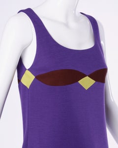 Gianni Versace Couture Vintage 1990s 90s Color Block Wool Shift Dress