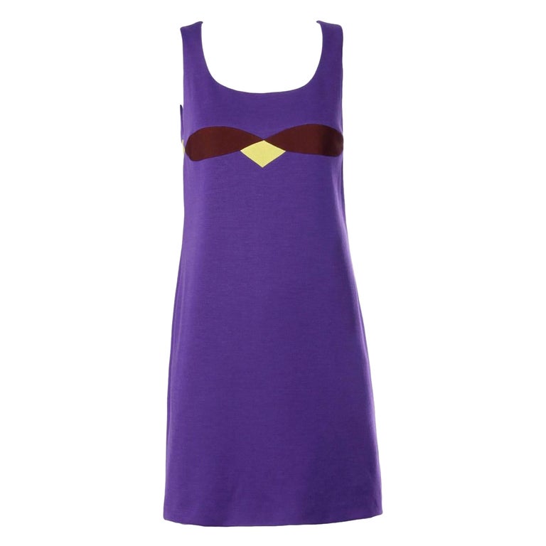 Gianni Versace Couture Vintage 1990s 90s Color Block Wool Shift Dress For  Sale at 1stDibs