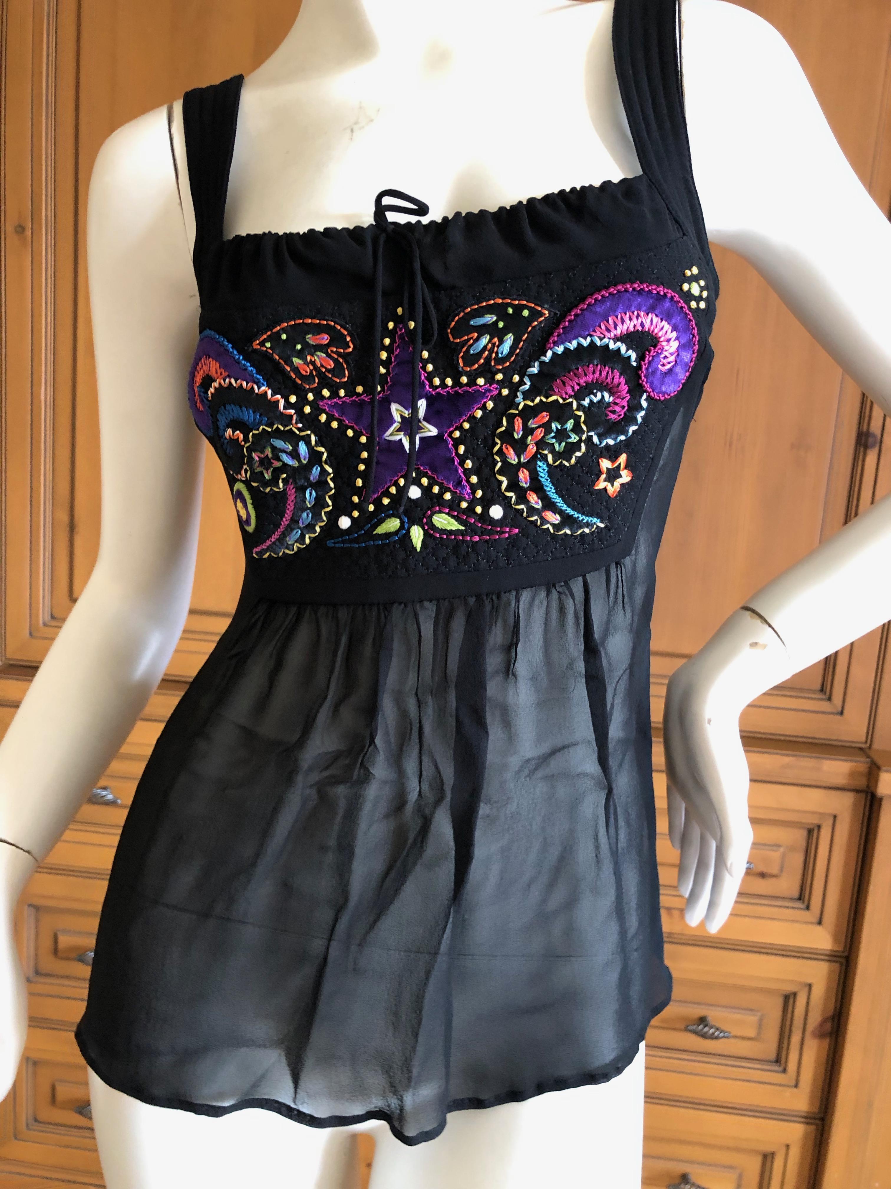 Gianni Versace Couture Vintage 80's  Embellished Empire Style Silk Top In Excellent Condition For Sale In Cloverdale, CA