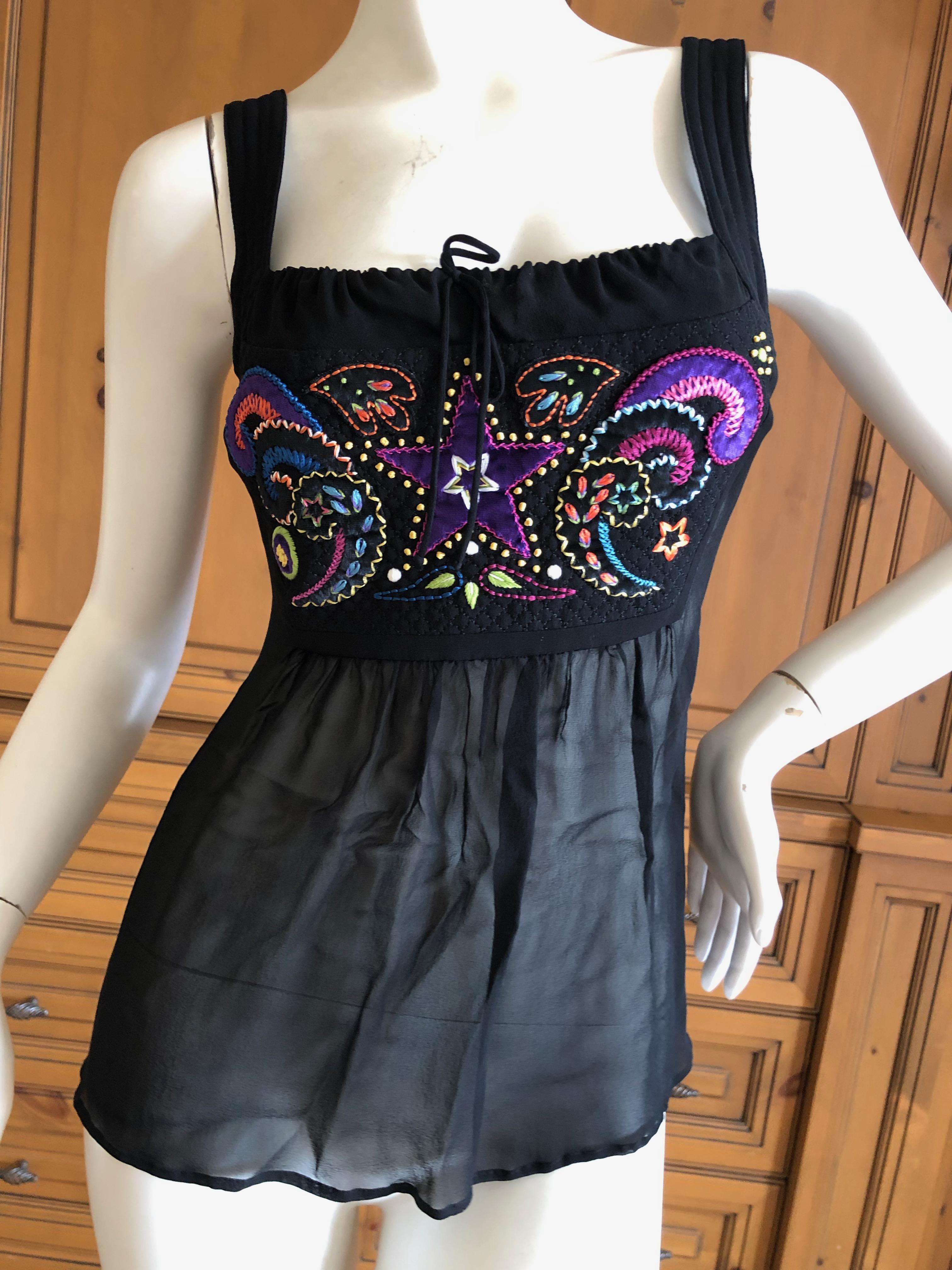 Women's Gianni Versace Couture Vintage 80's  Embellished Empire Style Silk Top For Sale