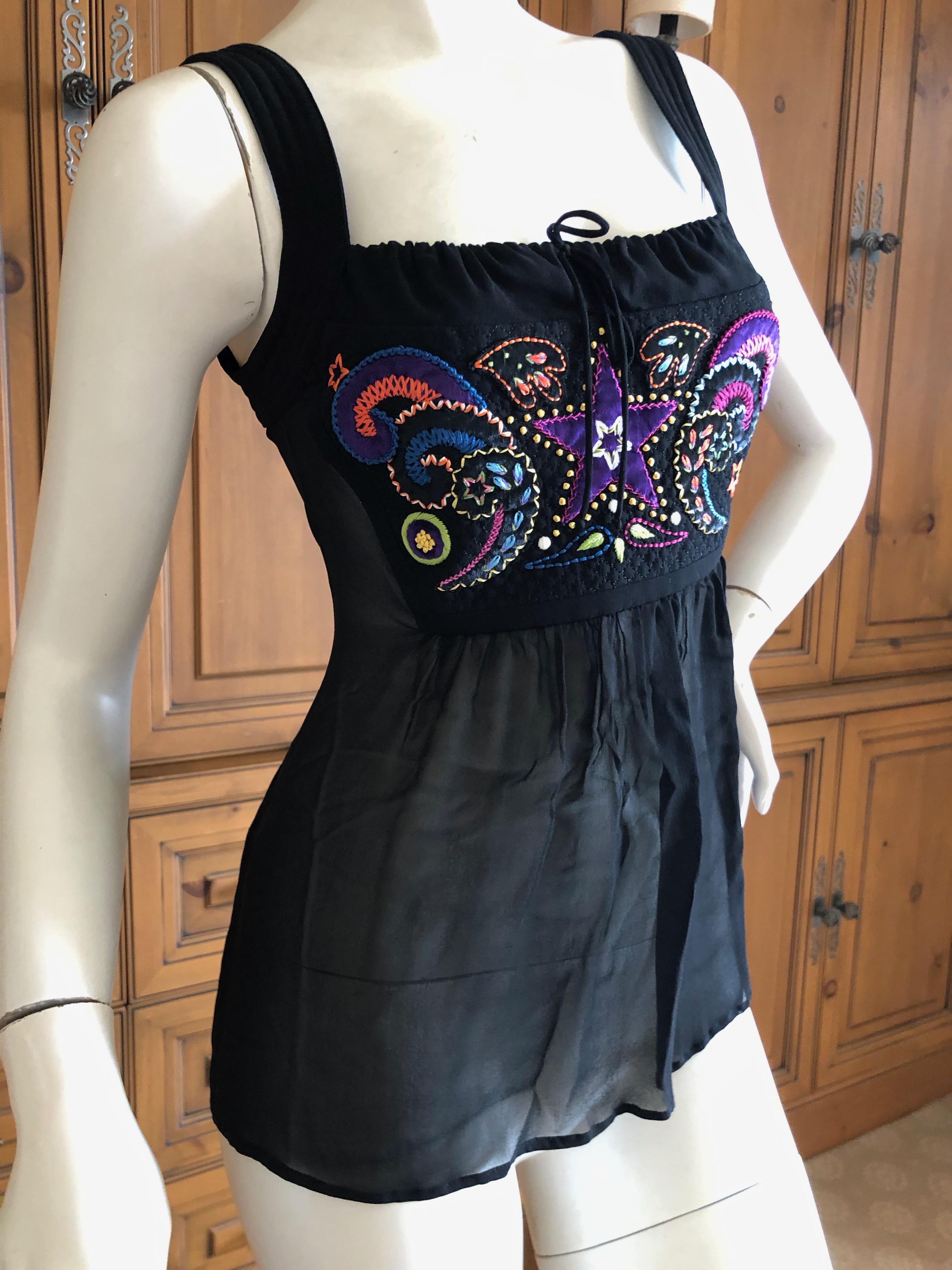 Gianni Versace Couture Vintage 80's  Embellished Empire Style Silk Top For Sale 1