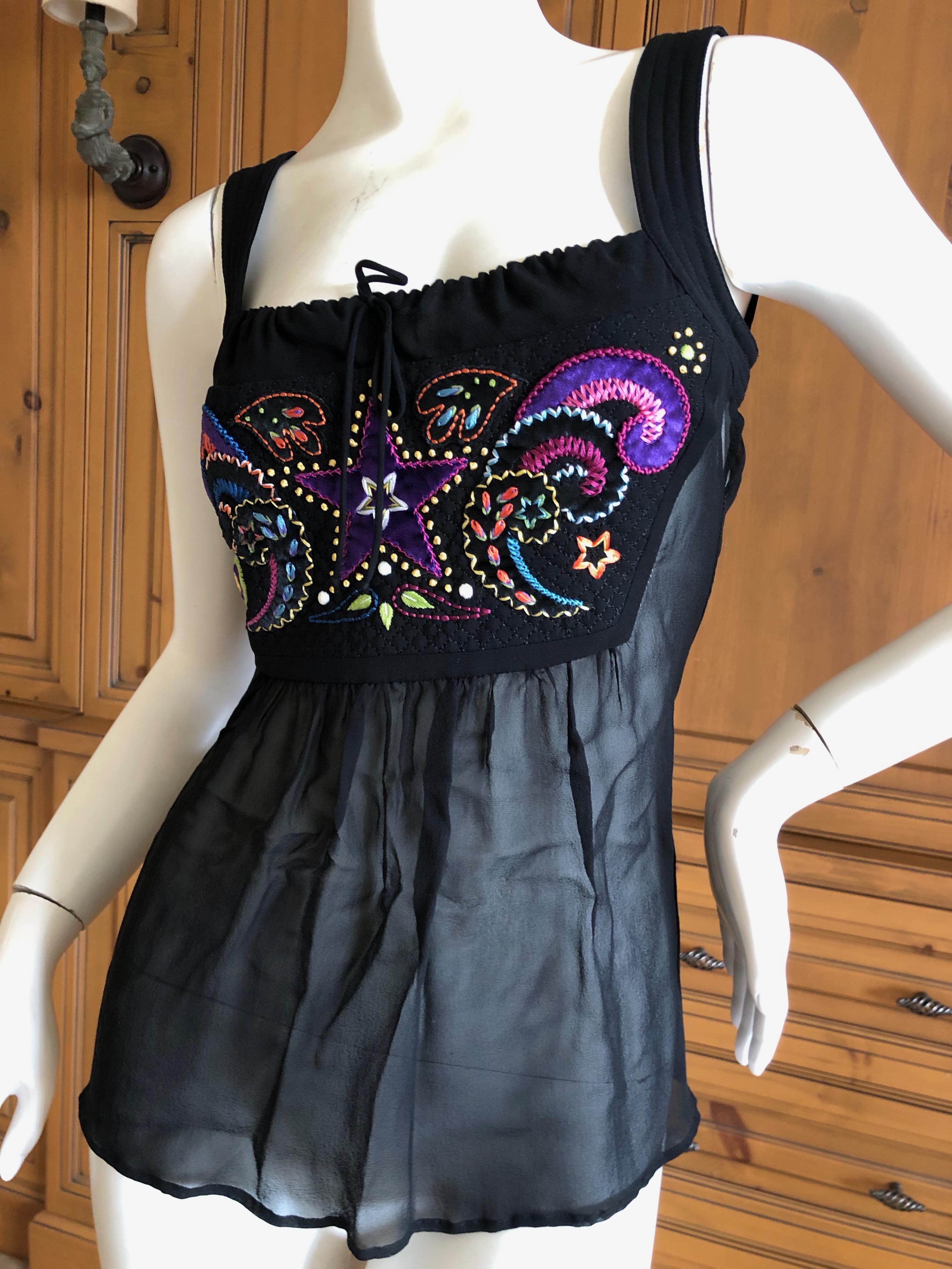 Gianni Versace Couture Vintage 80's  Embellished Empire Style Silk Top For Sale 2