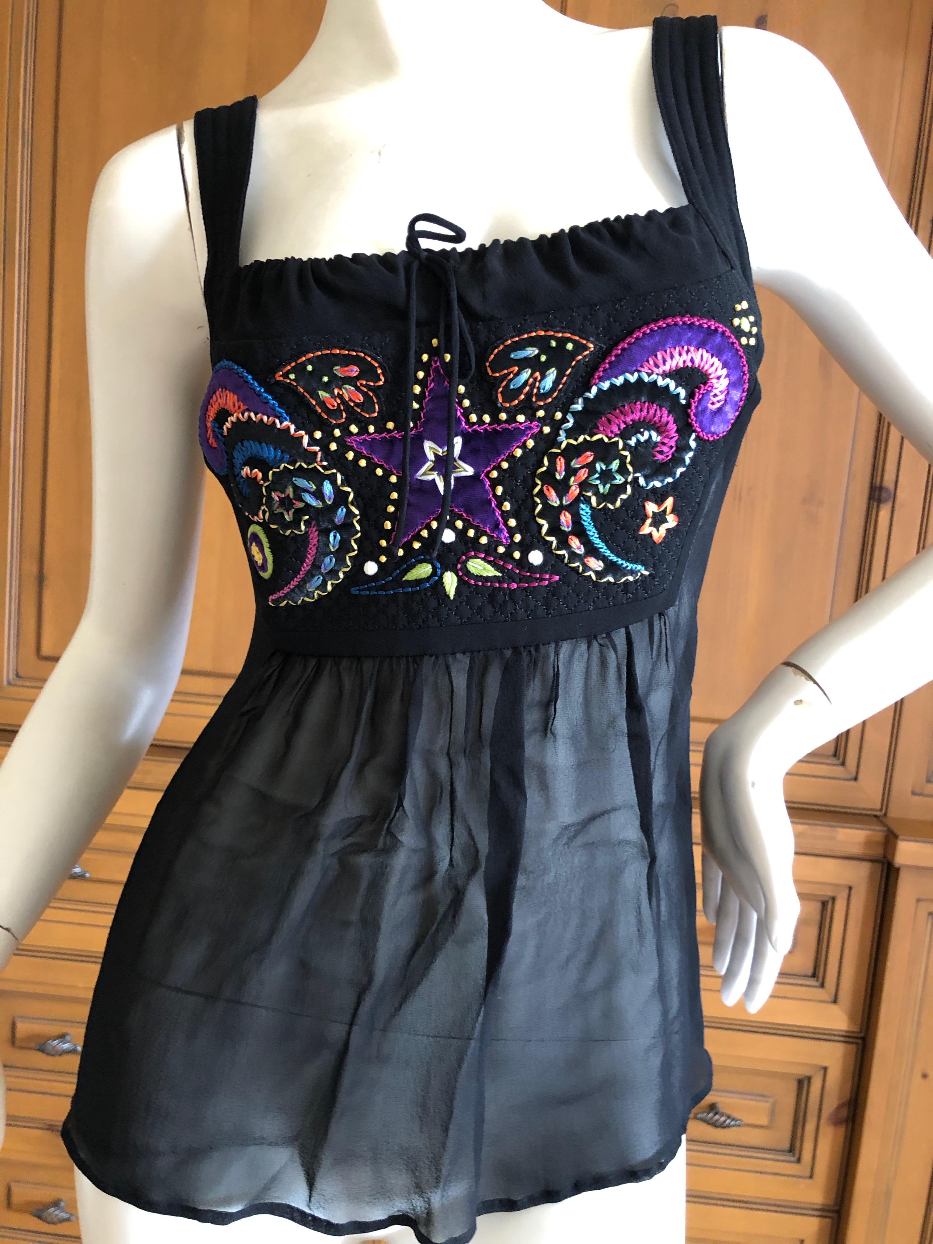 Gianni Versace Couture Vintage 80's  Embellished Empire Style Silk Top For Sale 3