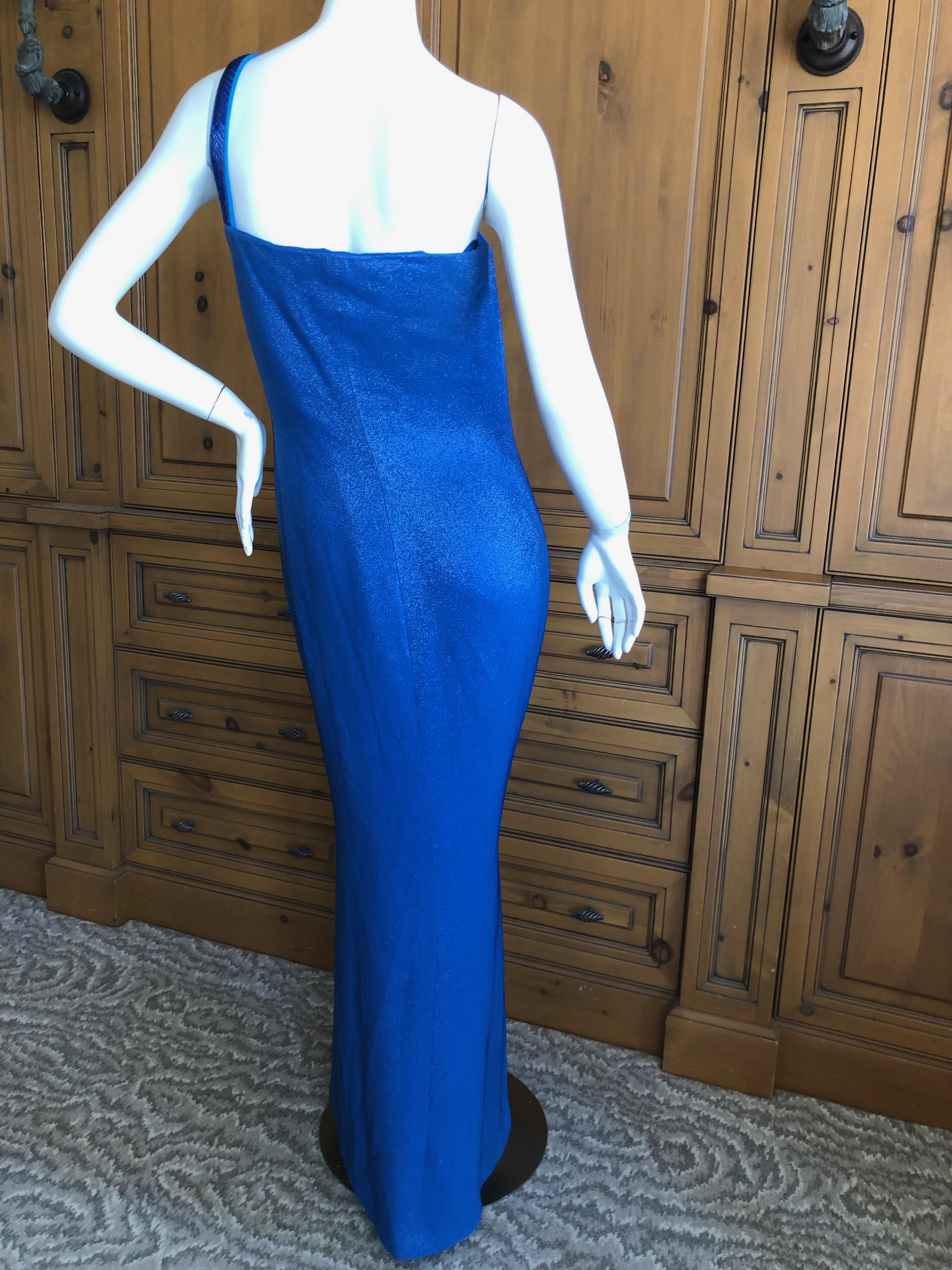metallic blue gown