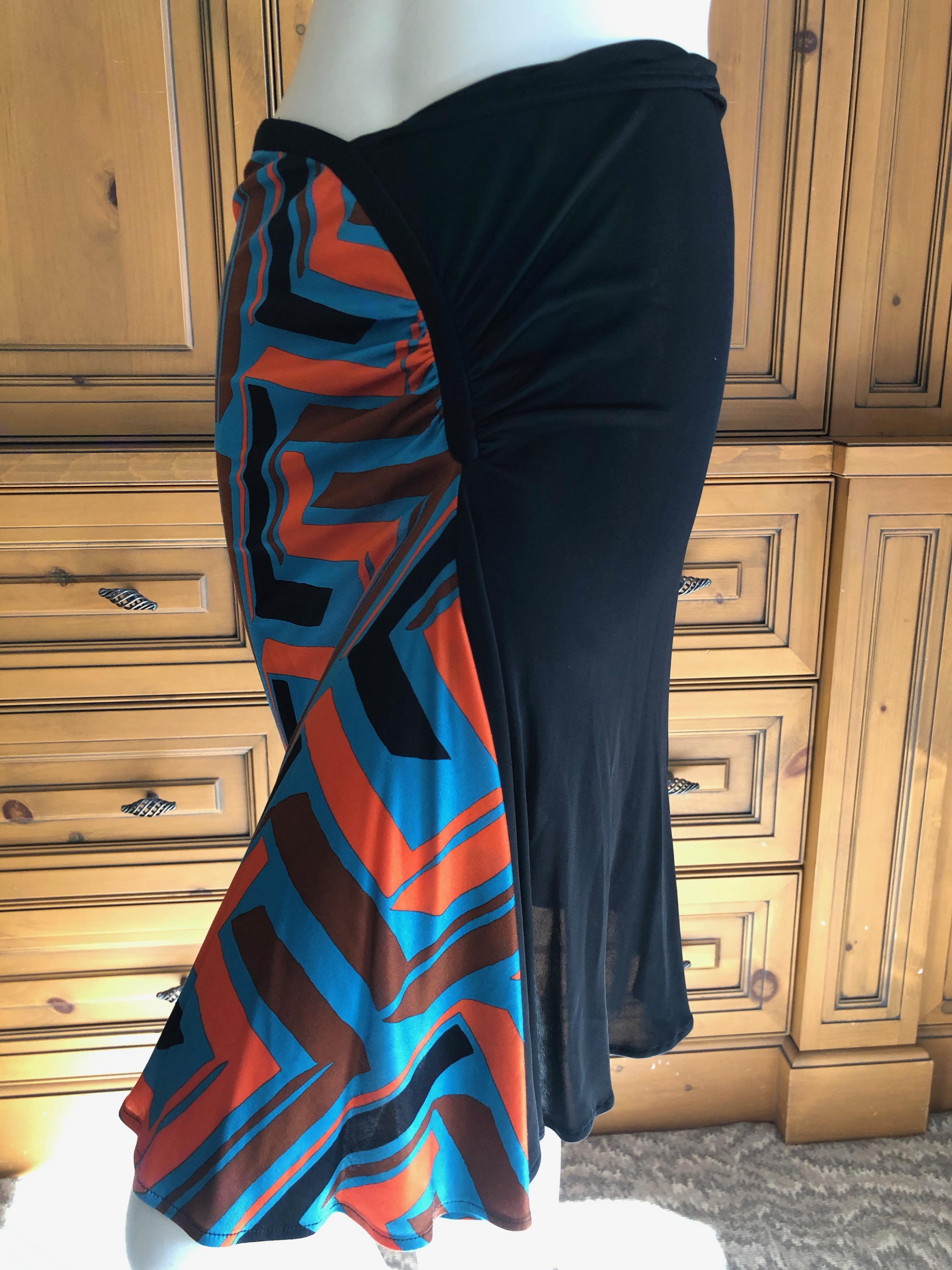 Gianni Versace Couture Vintage 80's Silk Greek Key Pattern Skirt In Excellent Condition For Sale In Cloverdale, CA