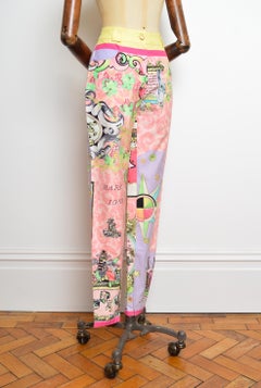 GIANNI VERSACE COUTURE Vintage 90's Pastel Baroque High Waist Pants Trousers 26"
