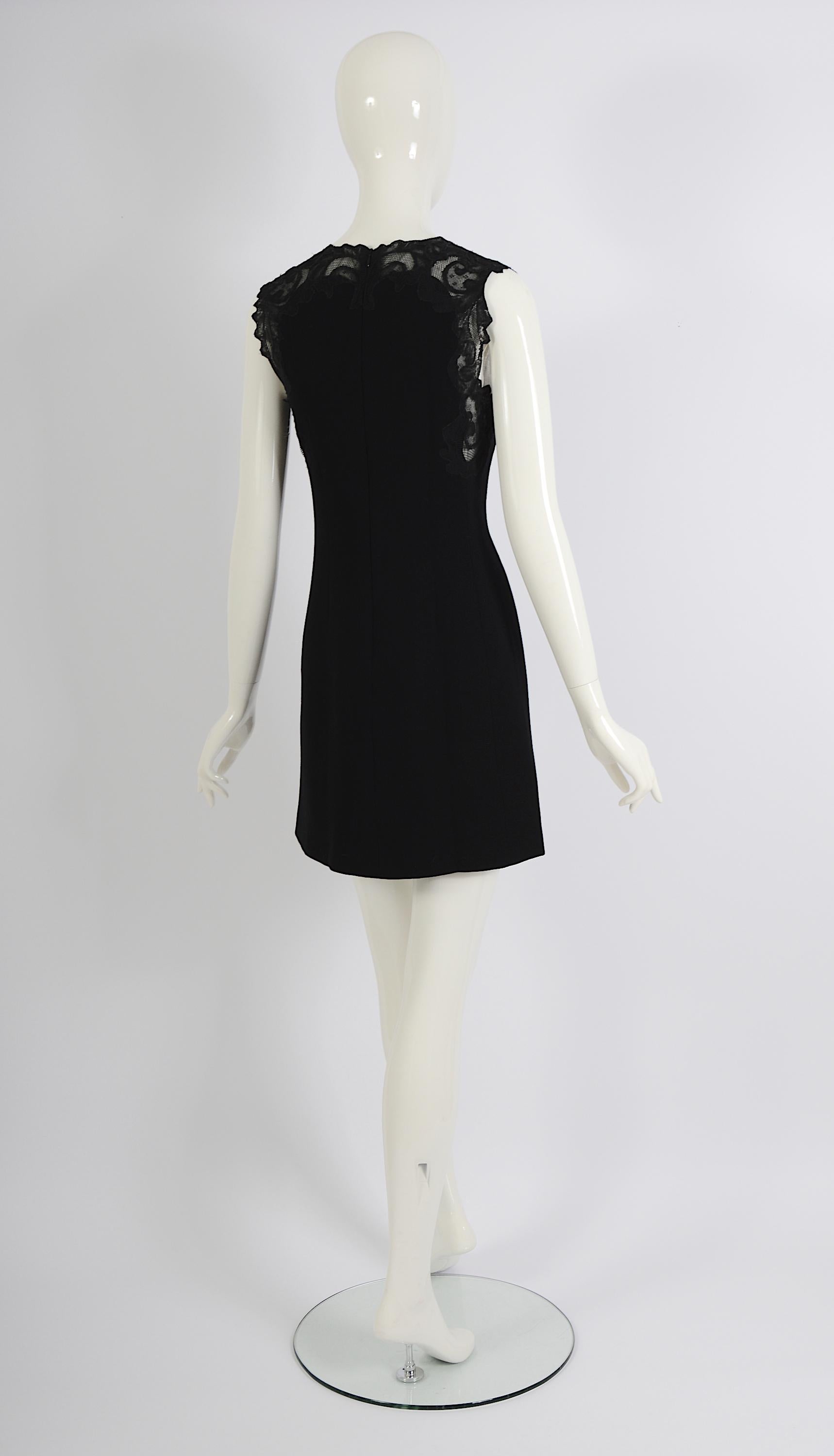 Gianni Versace couture vintage black lace embellished a-line mini dress, fw 1996 For Sale 1