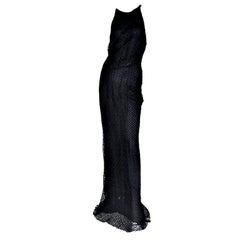 Gianni Versace Couture Vintage Black Lace Gown with Crystals 
