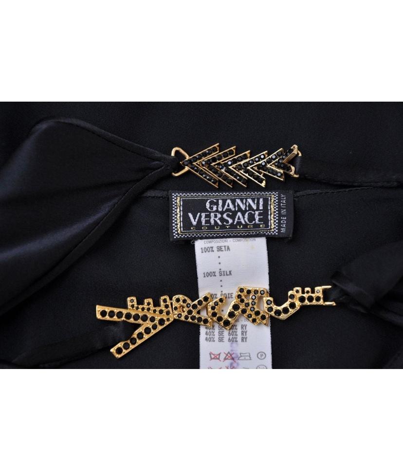 Gianni Versace Couture Vintage black silk gown with Swarovski crystals, 1990s For Sale 1