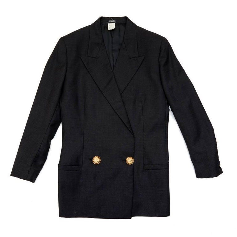Gianni Versace Couture Vintage Crossover Blazer In Black Silk And Wool ...