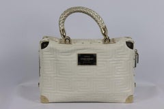Gianni Versace Couture Vintage Embroidered Leather Tote Bag