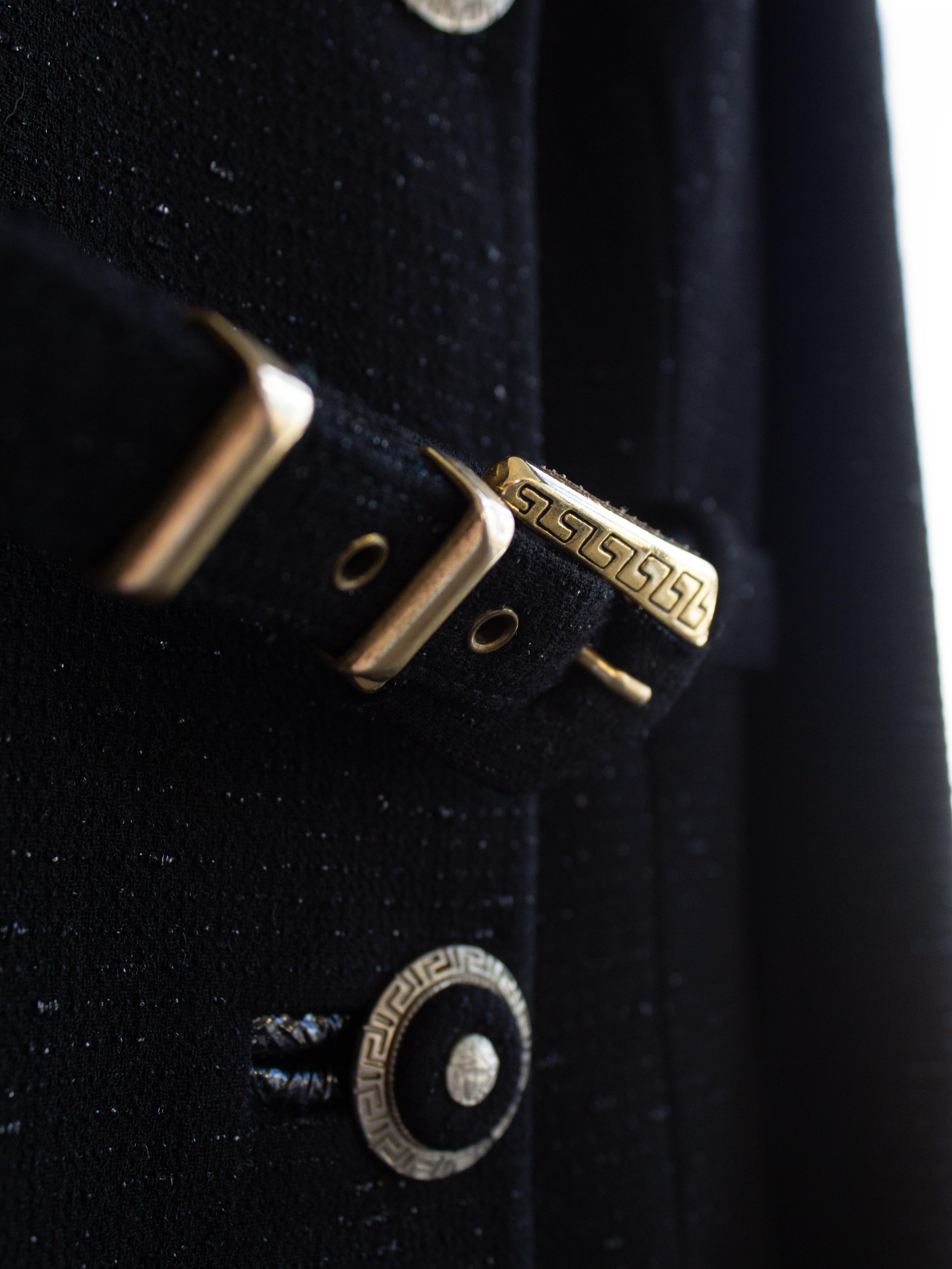 Gianni Versace Couture Vintage F/W 1994 Black Medusa Belted Jacket Skirt Suit 8