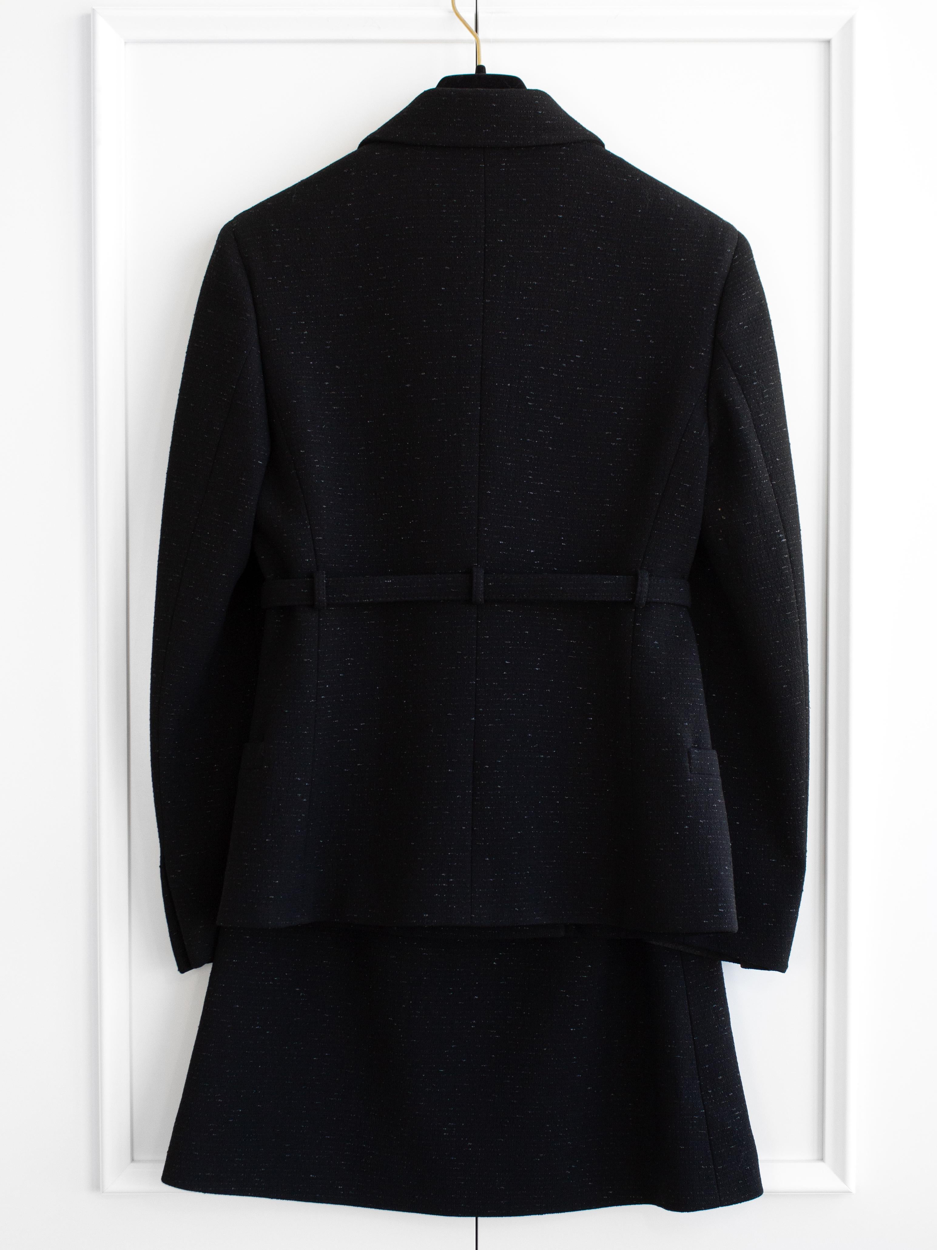 Women's Gianni Versace Couture Vintage F/W 1994 Black Medusa Belted Jacket Skirt Suit For Sale