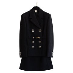 Gianni Versace Couture - Tailleur jupe avec ceinture Medusa noire, vintage, automne-hiver 1994