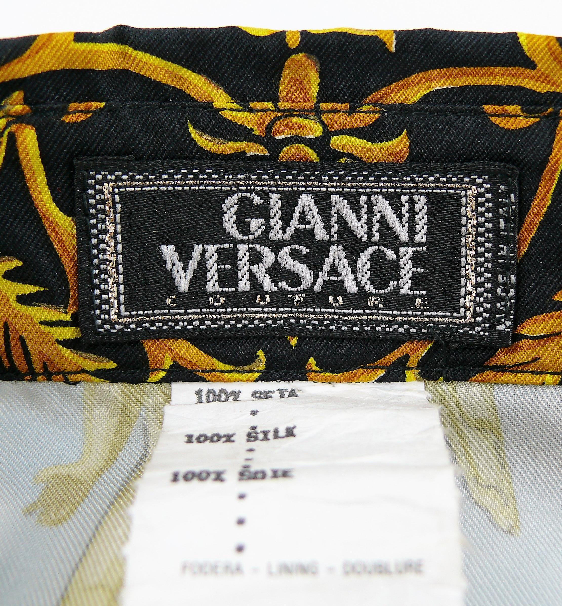 Gianni Versace Couture Vintage Framed Wedgwood Jasper Plaques Print Silk Blouse 6