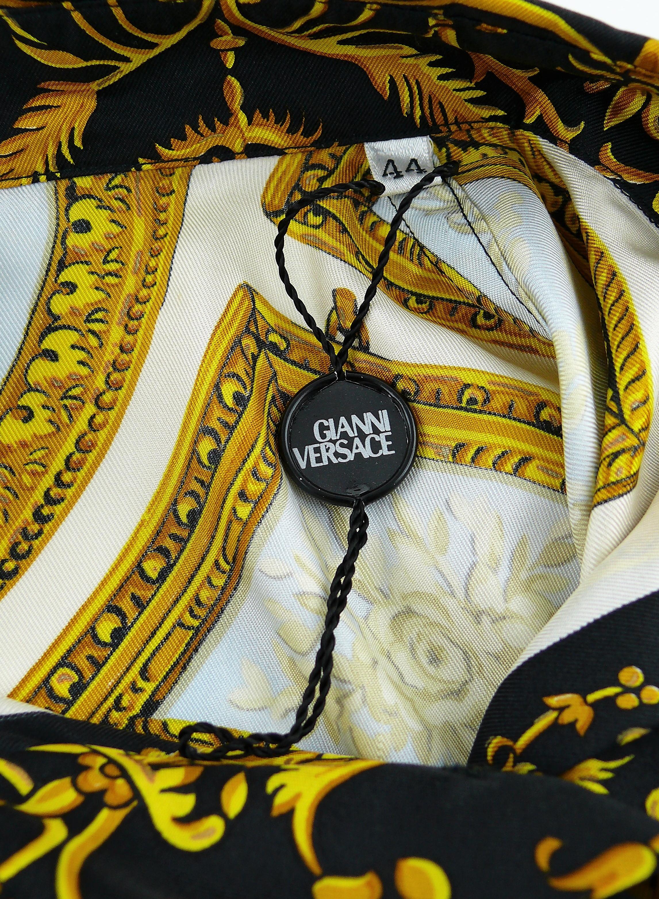 Gianni Versace Couture Vintage Framed Wedgwood Jasper Plaques Print Silk Blouse 7