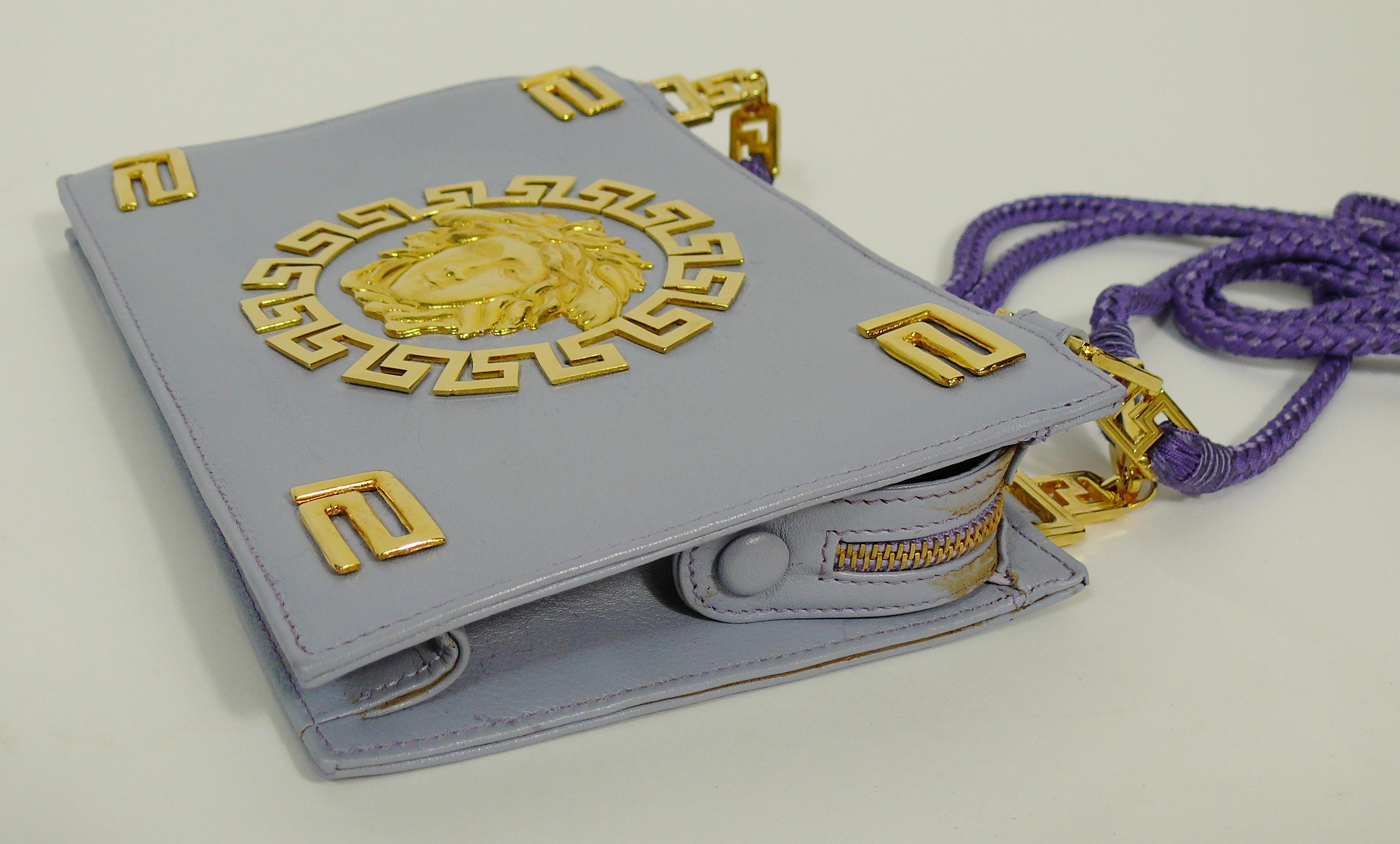 Gianni Versace Couture Vintage Lavender Blue Leather Medusa Shoulder Bag 3