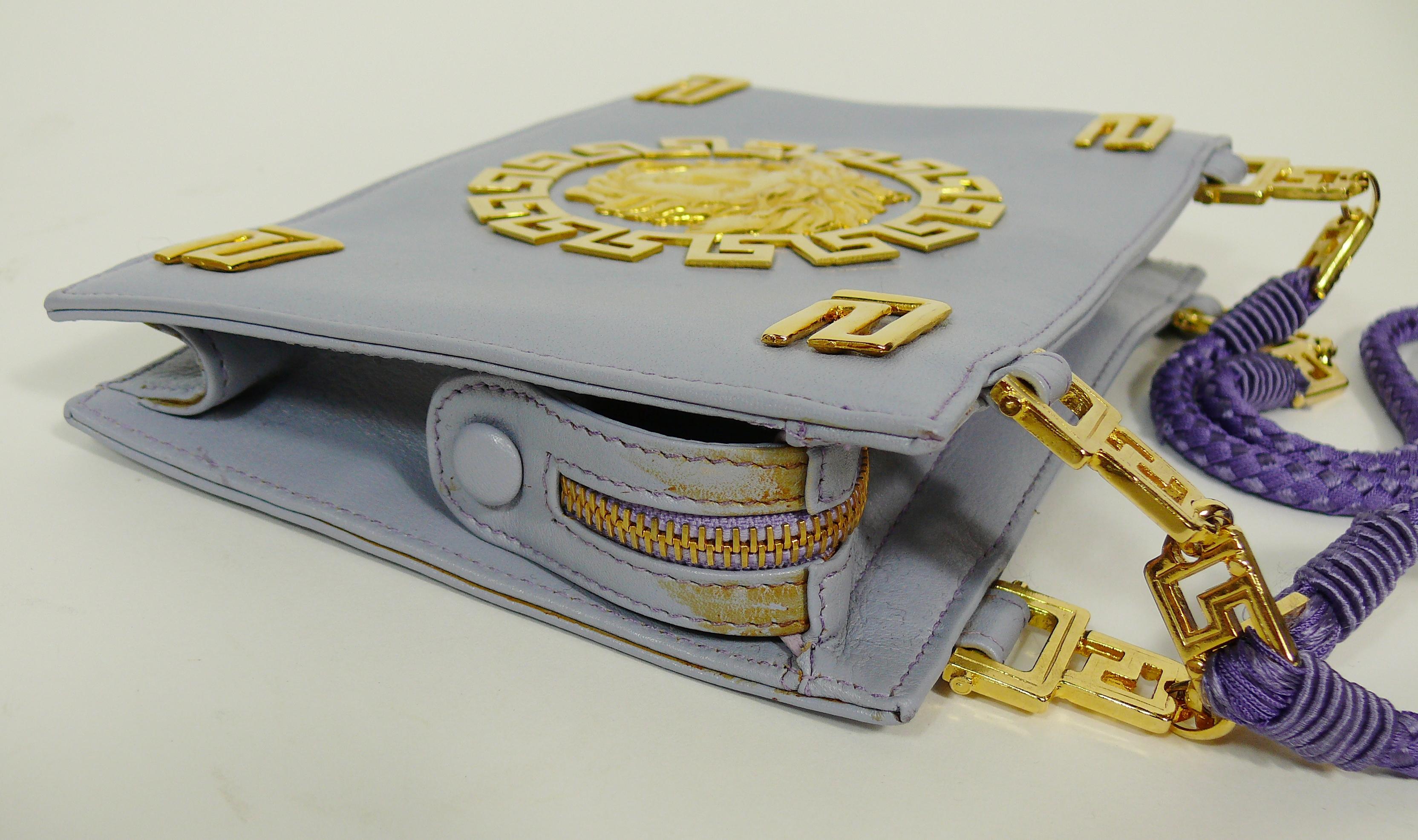 Gianni Versace Couture Vintage Lavender Blue Leather Medusa Shoulder Bag 4