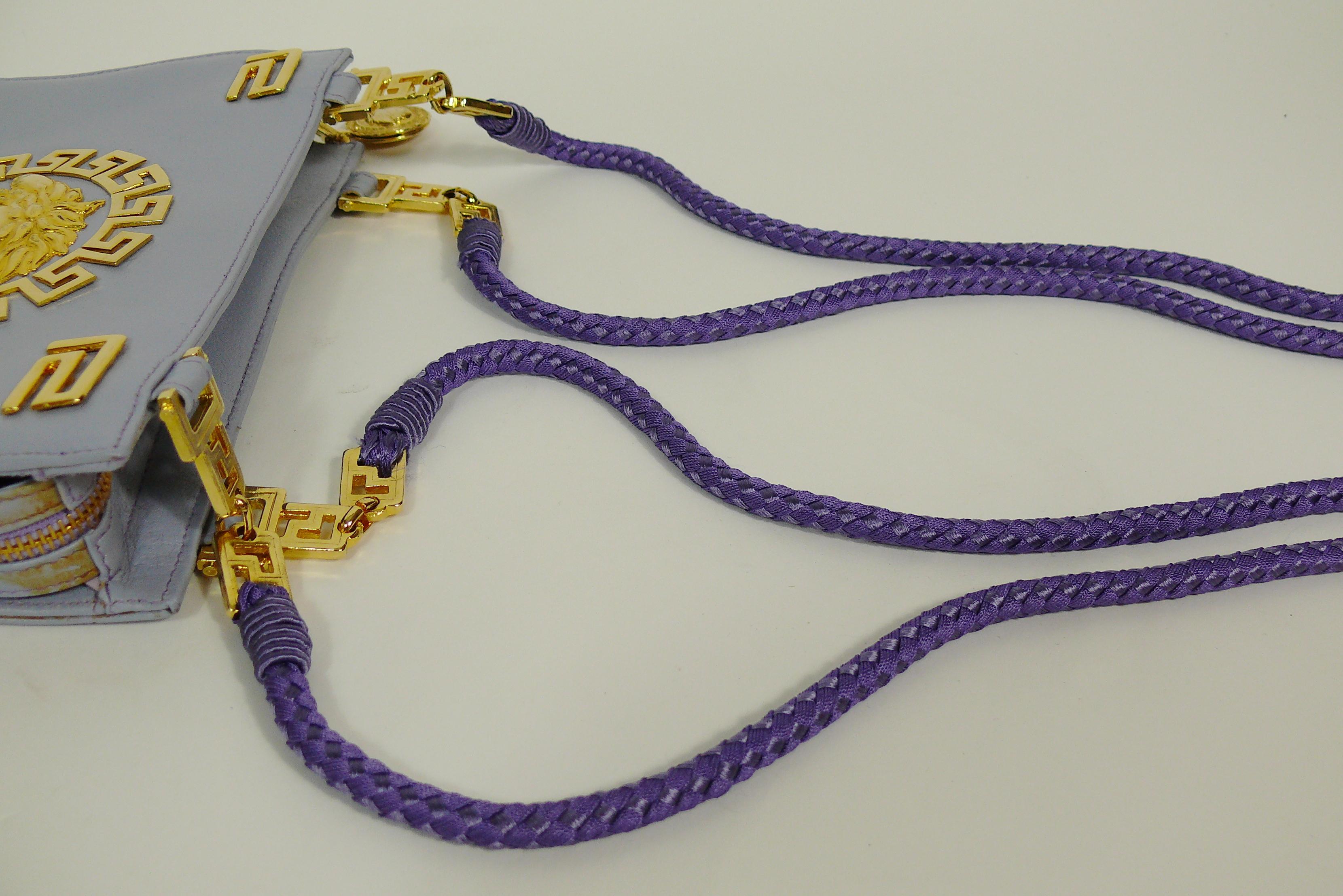 Gianni Versace Couture Vintage Lavender Blue Leather Medusa Shoulder Bag 6