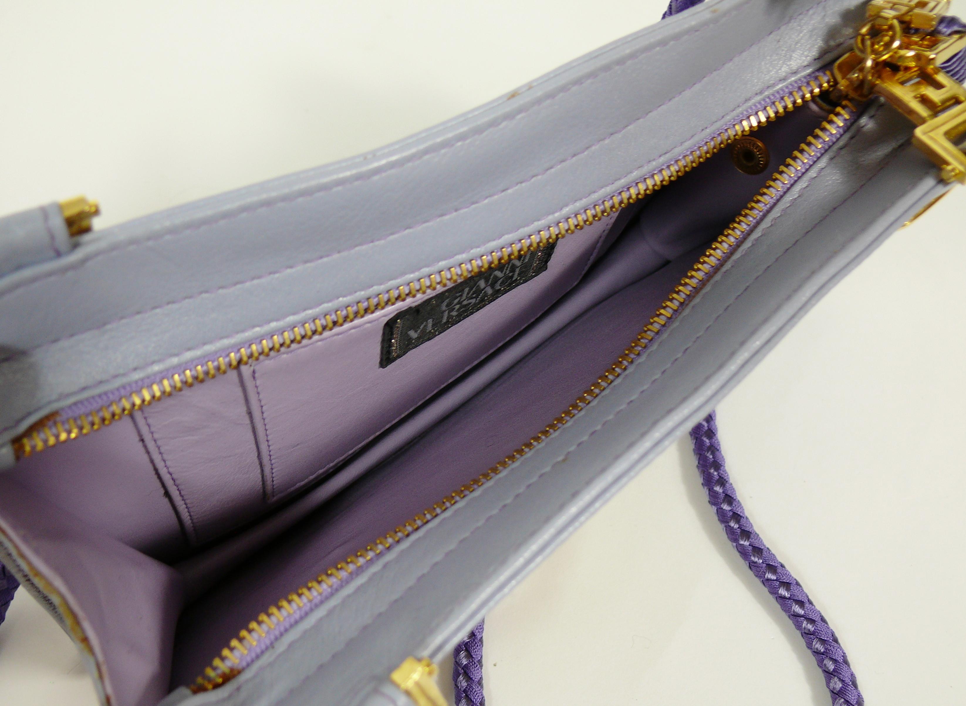 Gianni Versace Couture Vintage Lavender Blue Leather Medusa Shoulder Bag 11