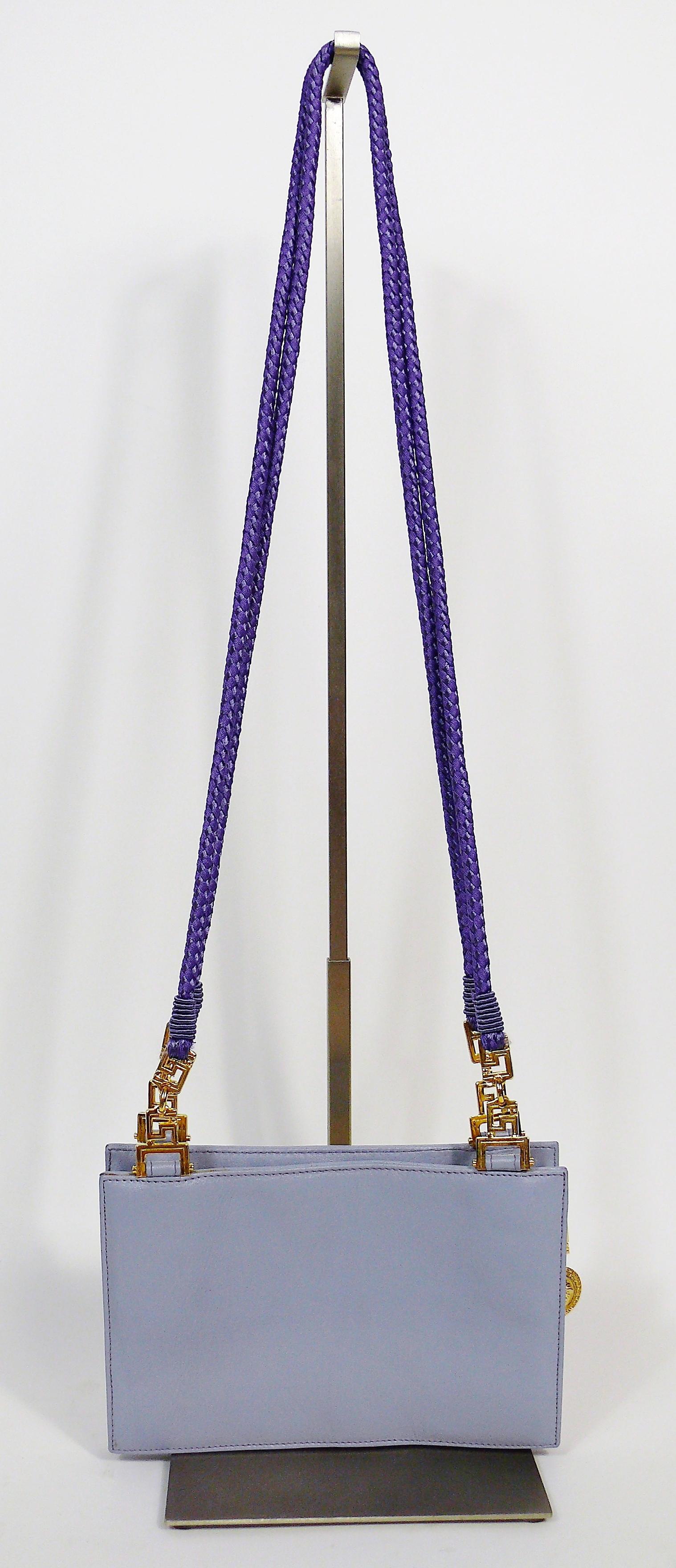 Purple Gianni Versace Couture Vintage Lavender Blue Leather Medusa Shoulder Bag
