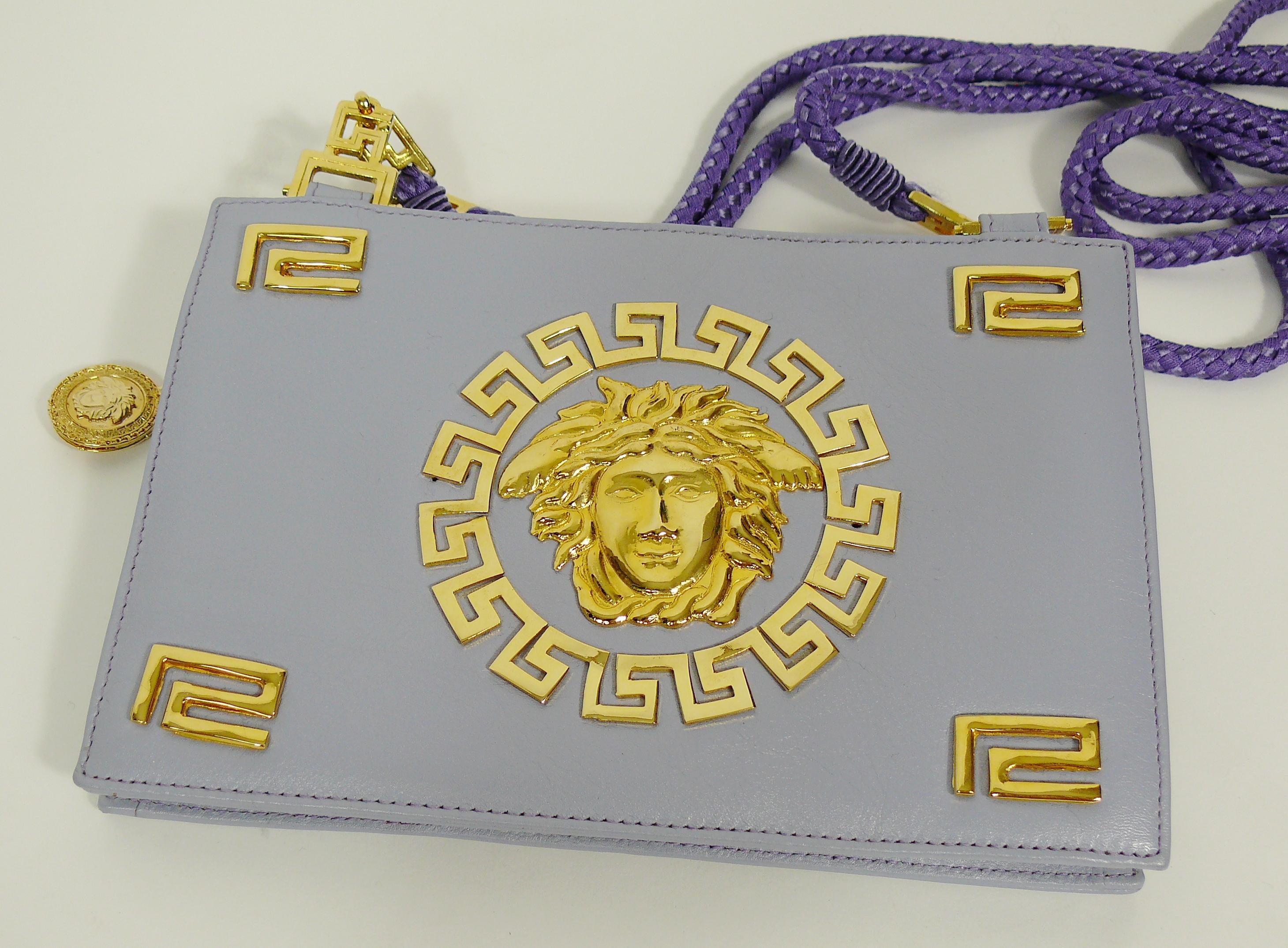 Gianni Versace Couture Vintage Lavender Blue Leather Medusa Shoulder Bag In Excellent Condition In Nice, FR