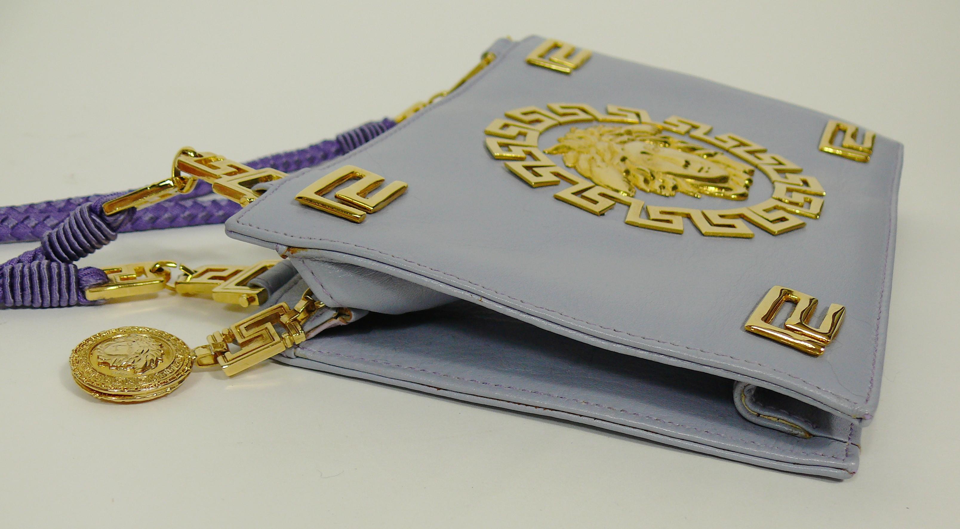 Gianni Versace Couture Vintage Lavender Blue Leather Medusa Shoulder Bag 1