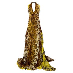 Gianni Versace Couture Vintage Leopard Evening Gown Size 40IT Spring/Summer 2002