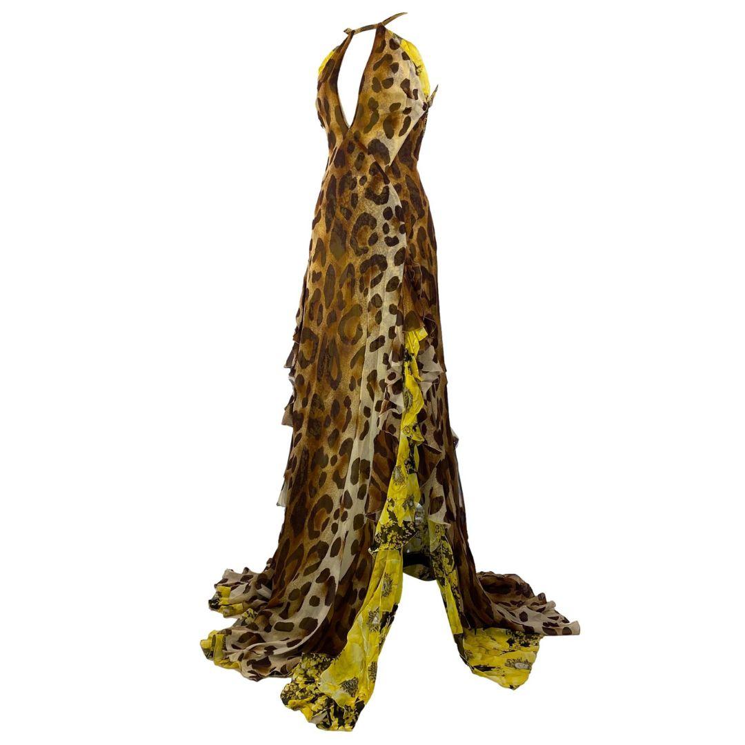 Women's Gianni Versace Couture Vintage Leopard Evening Gown Size 40IT Spring/Summer 2002 For Sale