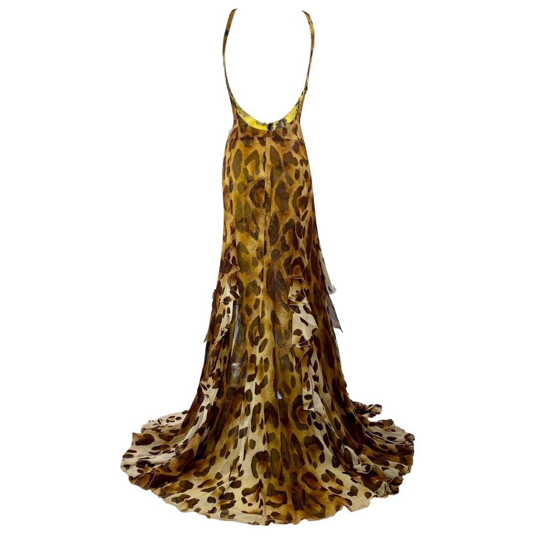 Gianni Versace Couture Vintage Leopard Evening Gown Size 40IT Spring/Summer 2002 For Sale 1