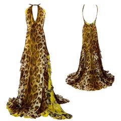 Gianni Versace Couture Vintage Leopard Evening Gown Size 40IT Spring/Summer 2002