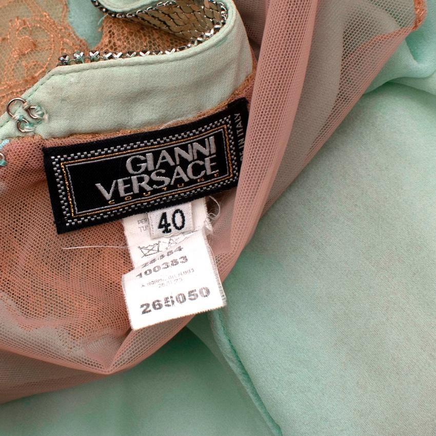 Gianni Versace Couture Vintage Mintgrün Seide & Spitze Slip Kleid - Größe US 4 3