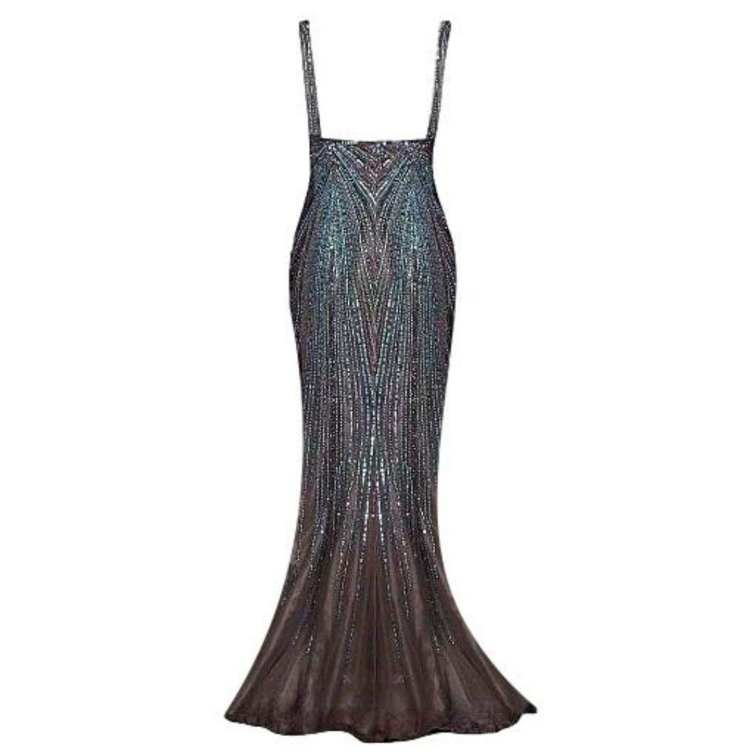 Gianni Versace Couture Vintage Sequin & Bead Embellished Evening Gown Size 42IT For Sale 1