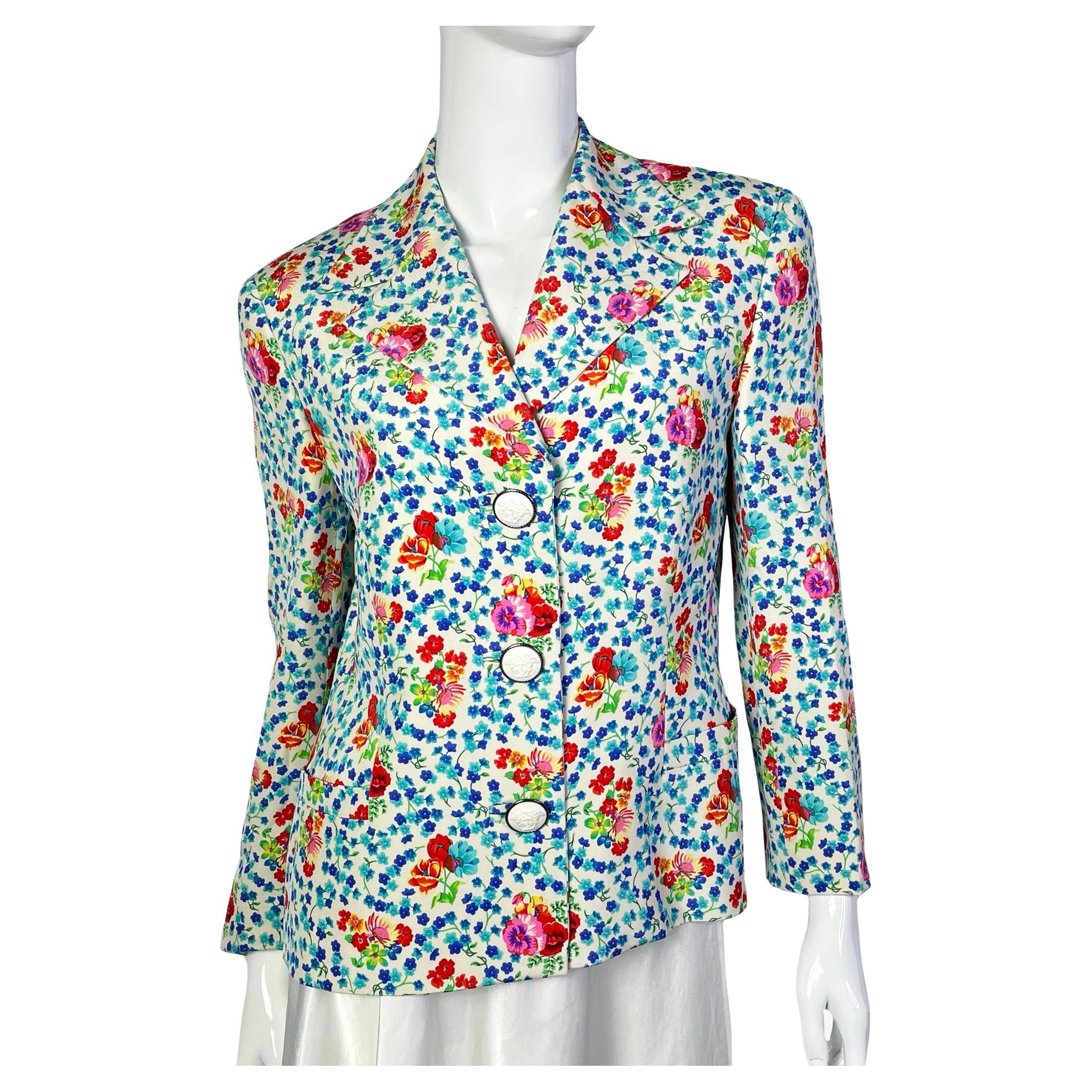 Gianni Versace couture vintage silk blazer, 1990s For Sale