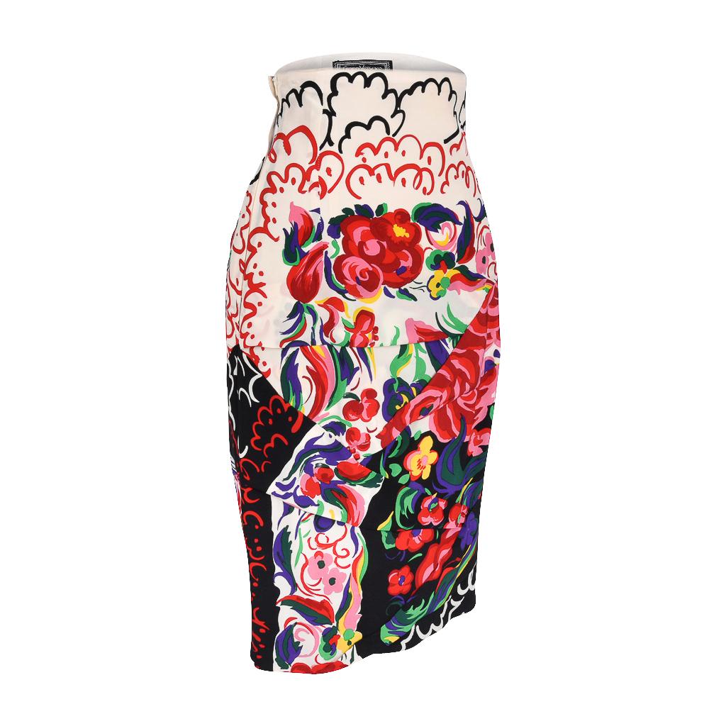 Gianni Versace Couture Vintage Skirt Abstract Floral Print Vivid Colours 38 3