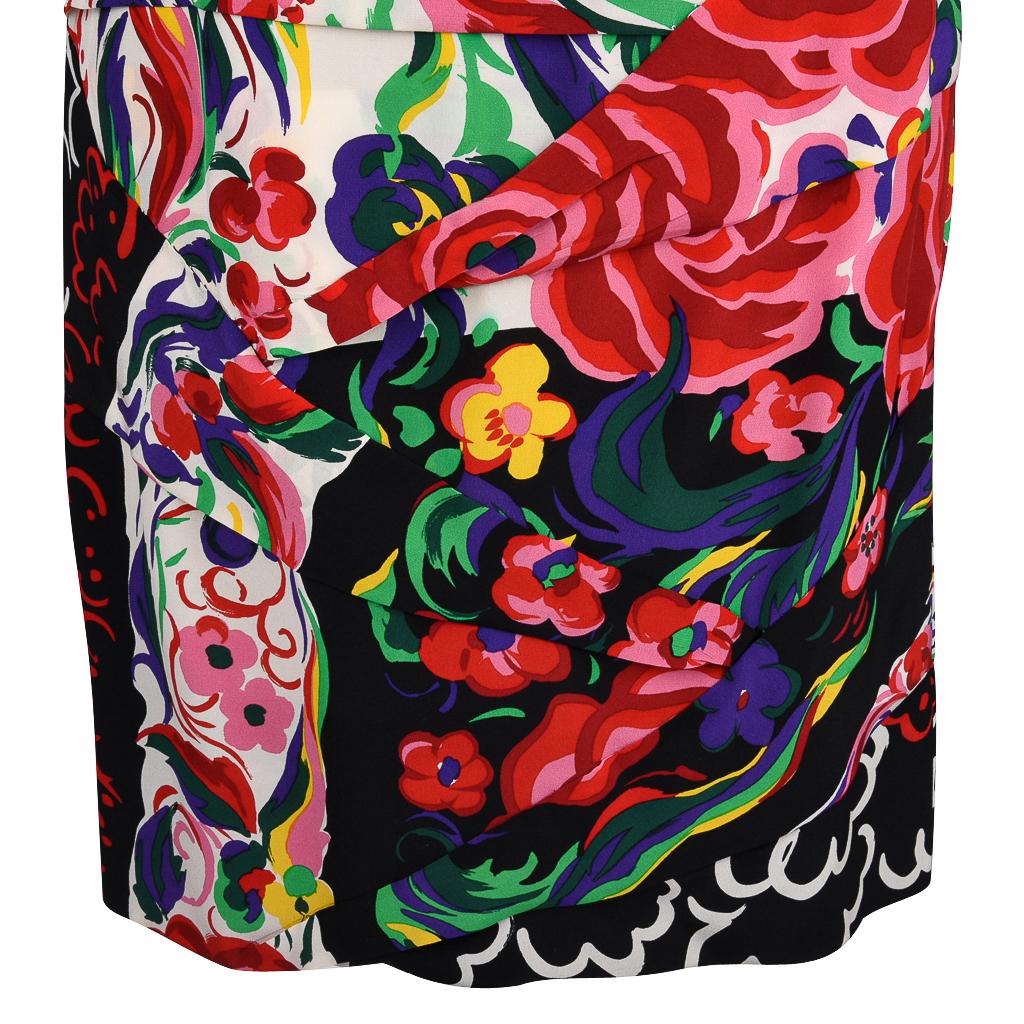 Beige Gianni Versace Couture Vintage Skirt Abstract Floral Print Vivid Colours 38