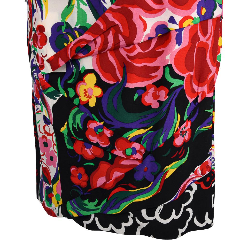 Gianni Versace Couture Vintage Skirt Abstract Floral Print Vivid Colours 38 In Excellent Condition In Miami, FL