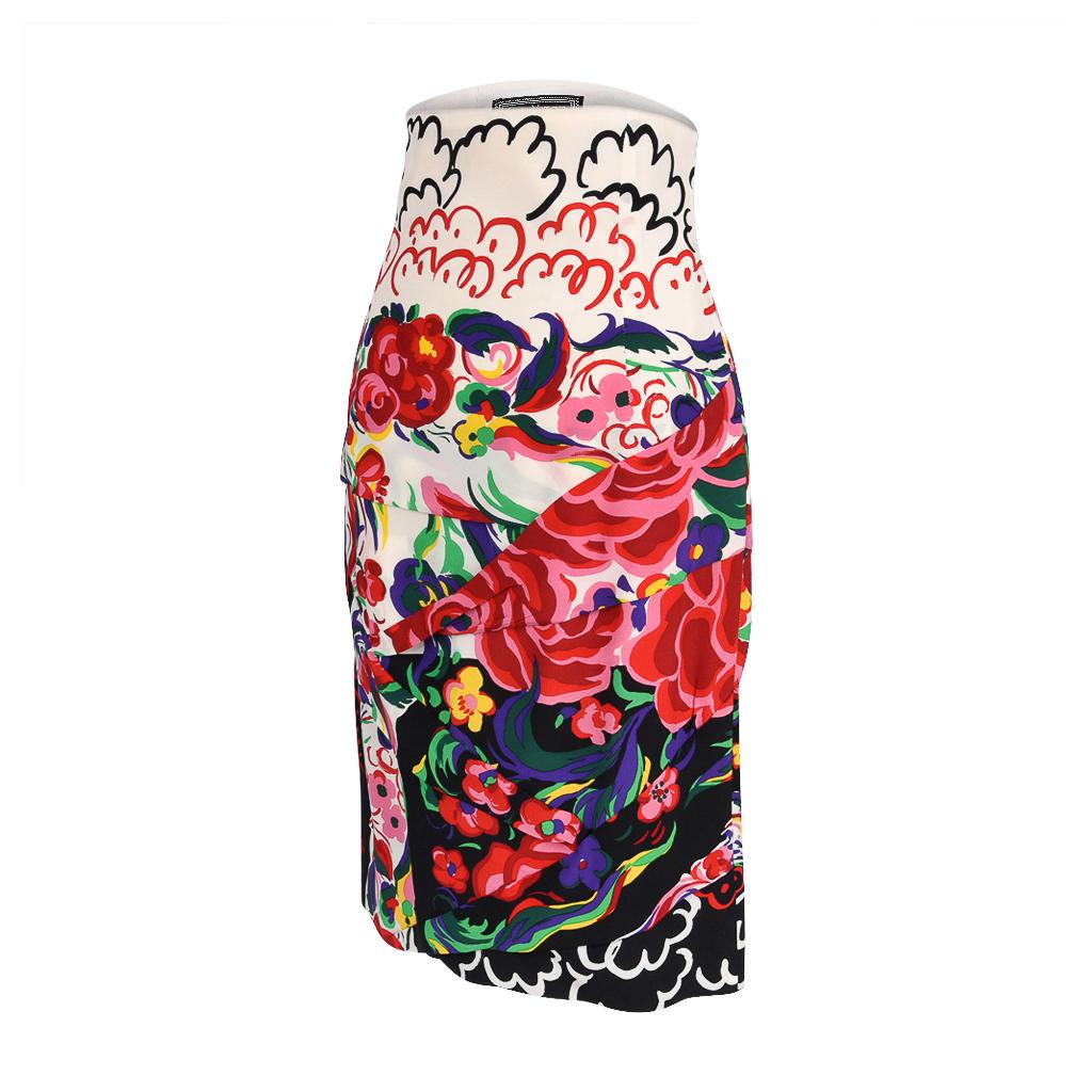 Gianni Versace Couture Vintage Skirt Abstract Floral Print Vivid Colours 38 1
