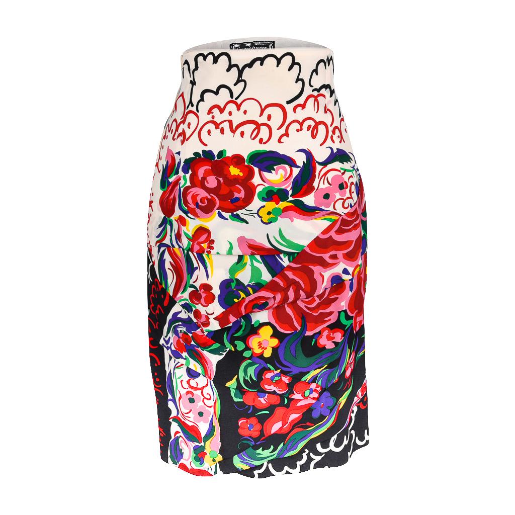 Gianni Versace Couture Vintage Skirt Abstract Floral Print Vivid Colours 38 2
