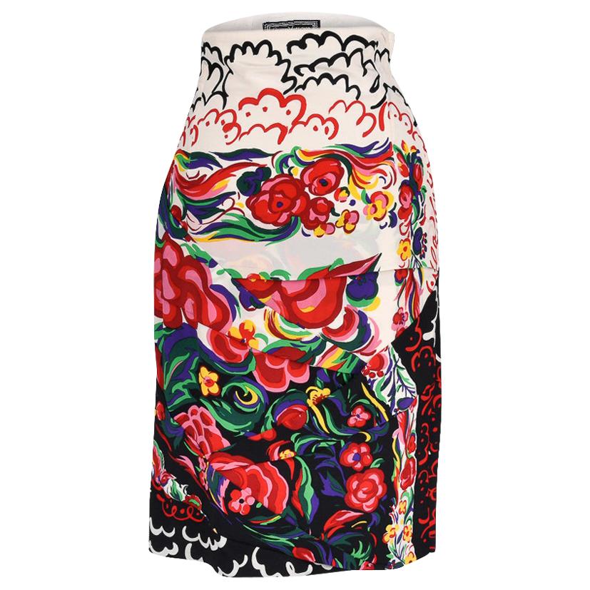 Gianni Versace Couture Vintage Skirt Abstract Floral Print Vivid Colours 38