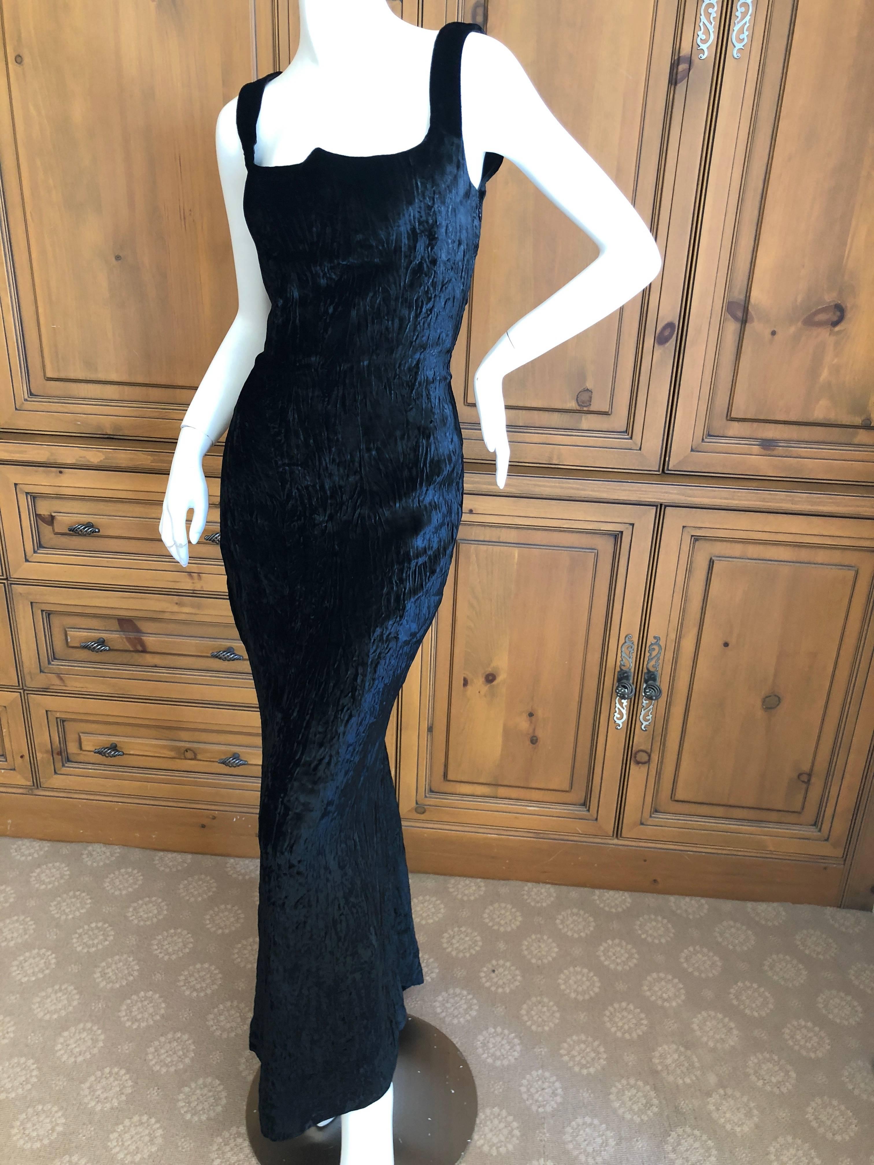 Gianni Versace Couture Vintage 1989 Textured Black Velvet  Evening Dress In Excellent Condition For Sale In Cloverdale, CA