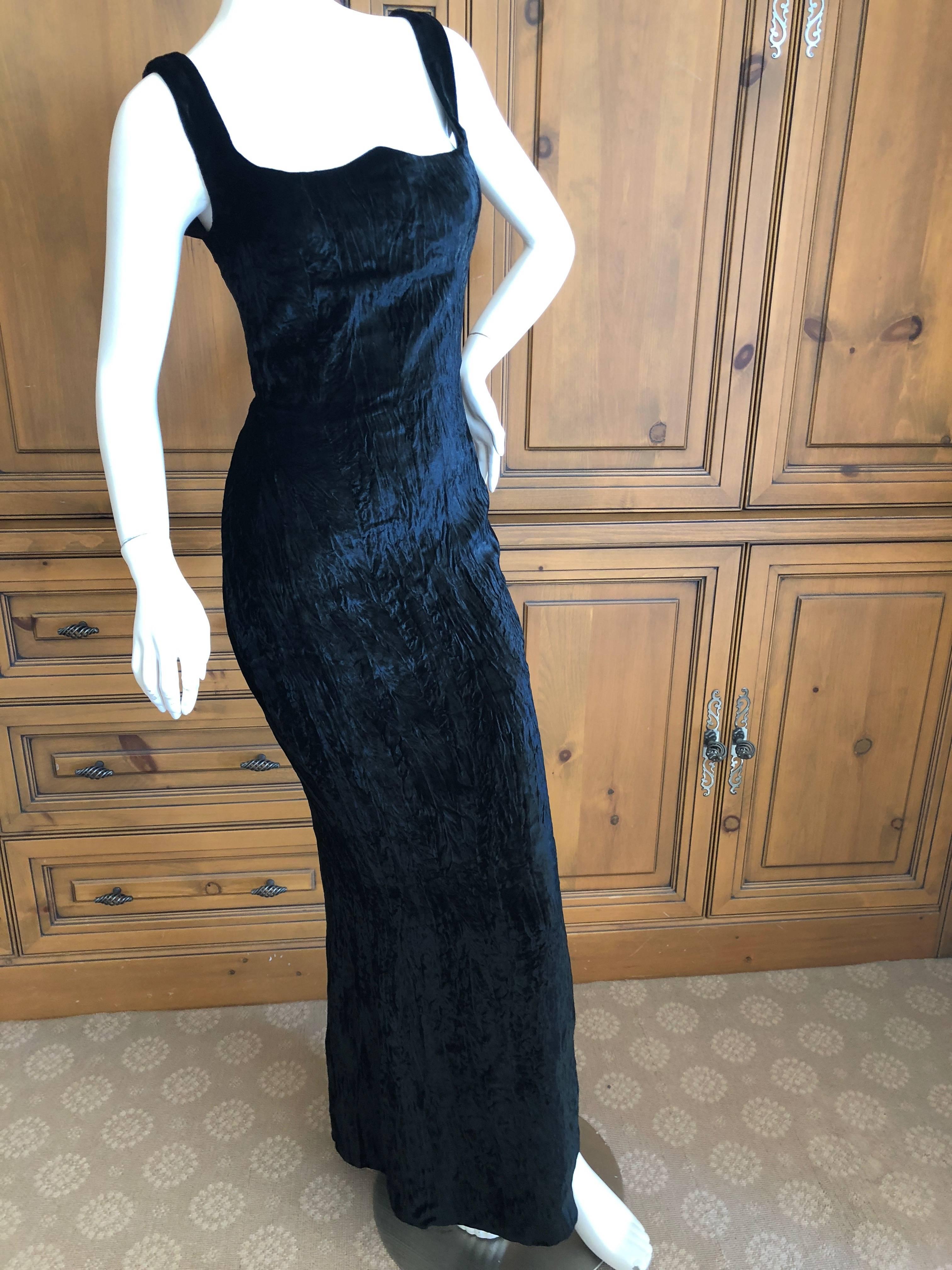 Gianni Versace Couture Vintage 1989 Textured Black Velvet  Evening Dress For Sale 1