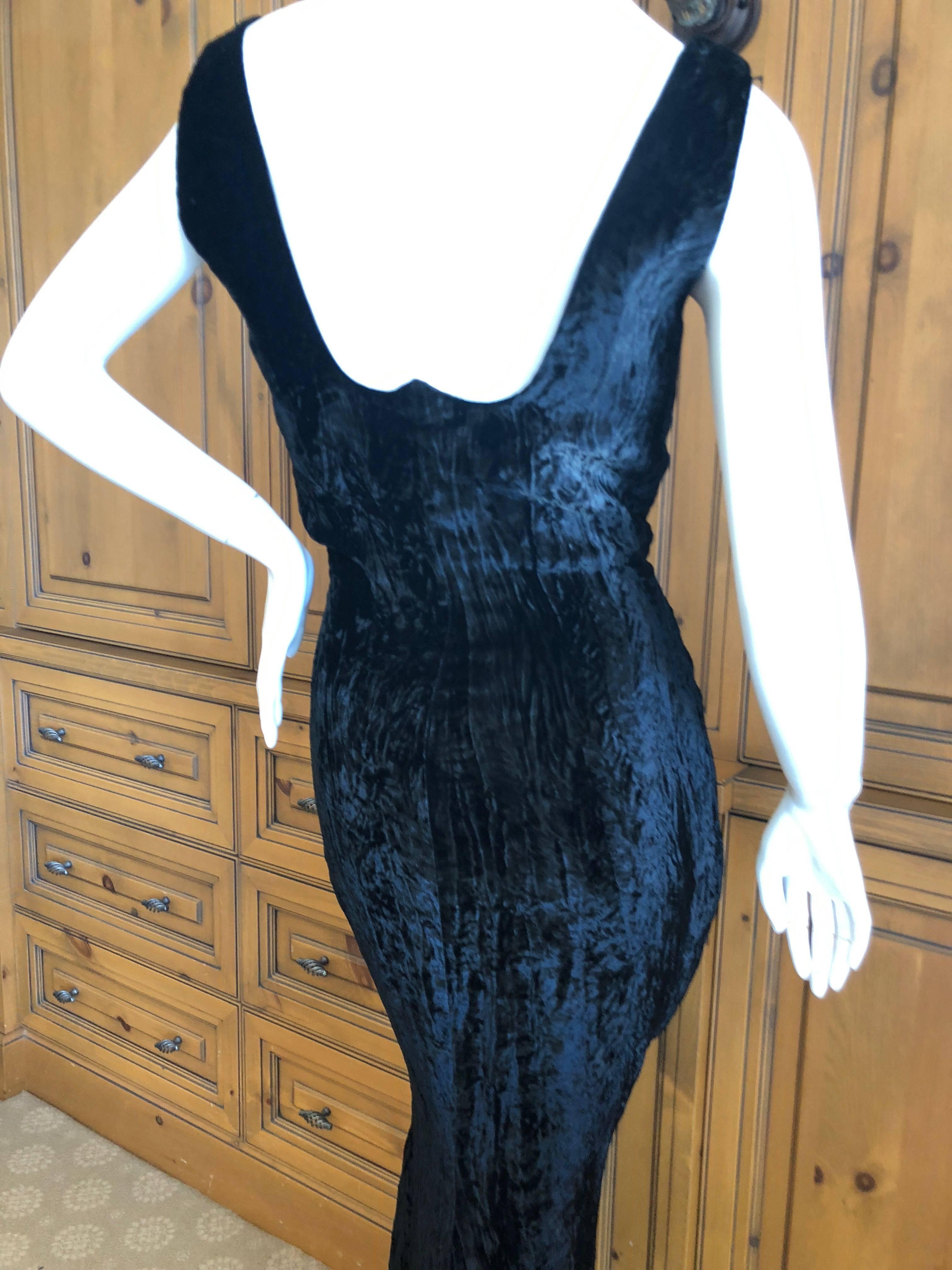Gianni Versace Couture Vintage 1989 Textured Black Velvet  Evening Dress For Sale 3