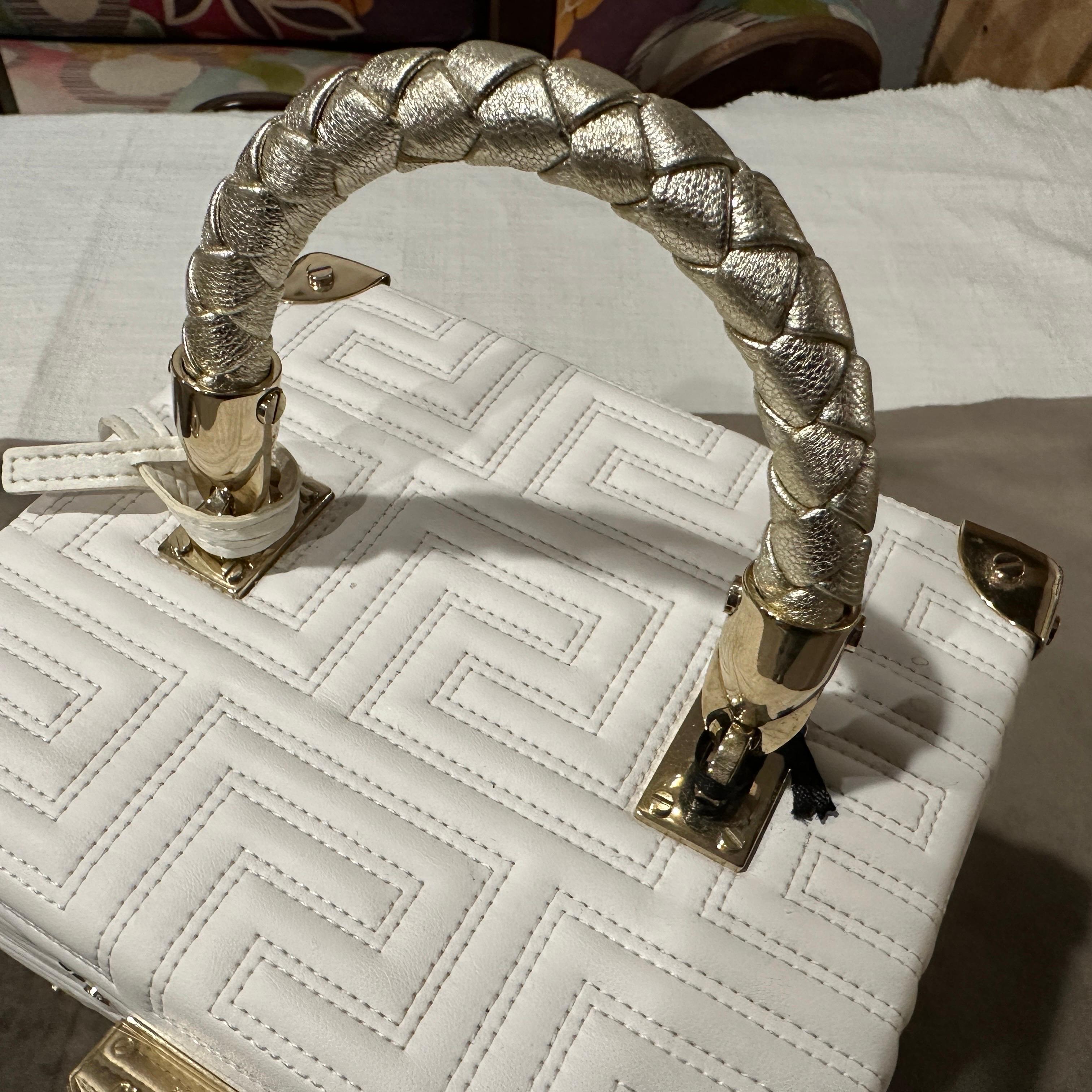 Gianni Versace Couture White Leather and Brass Luxury Beauty Case For Sale 10